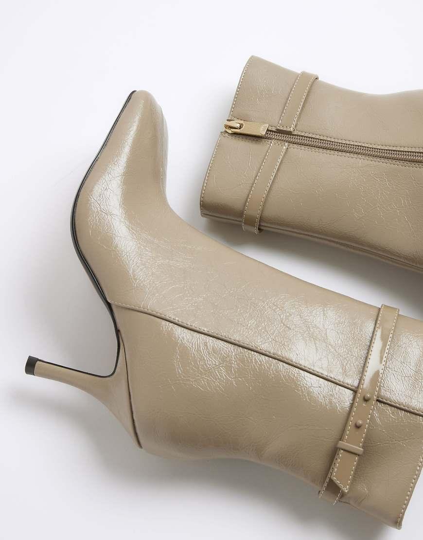 River Island Square Toe Heeled Ankle Boots in White Lyst UK