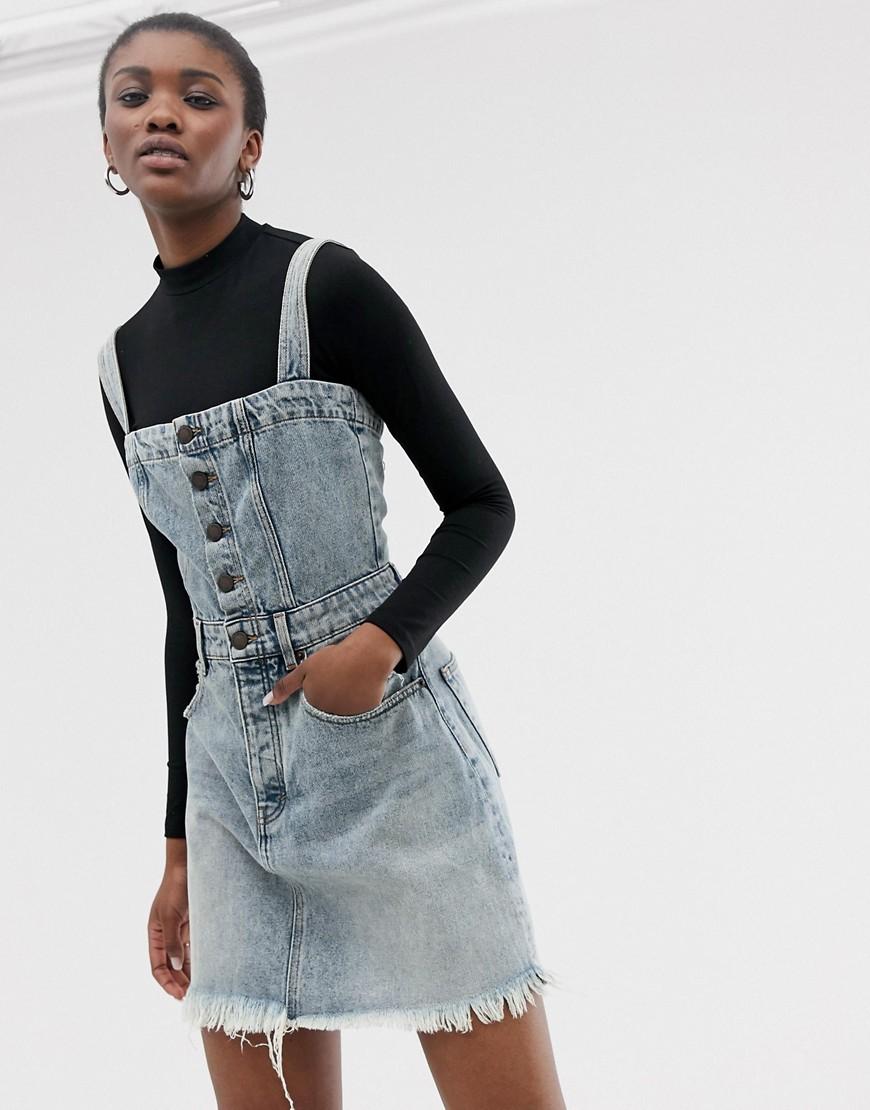 Cheap Monday Denim Organic Cotton Mini Dungaree Dress In Blue Lyst