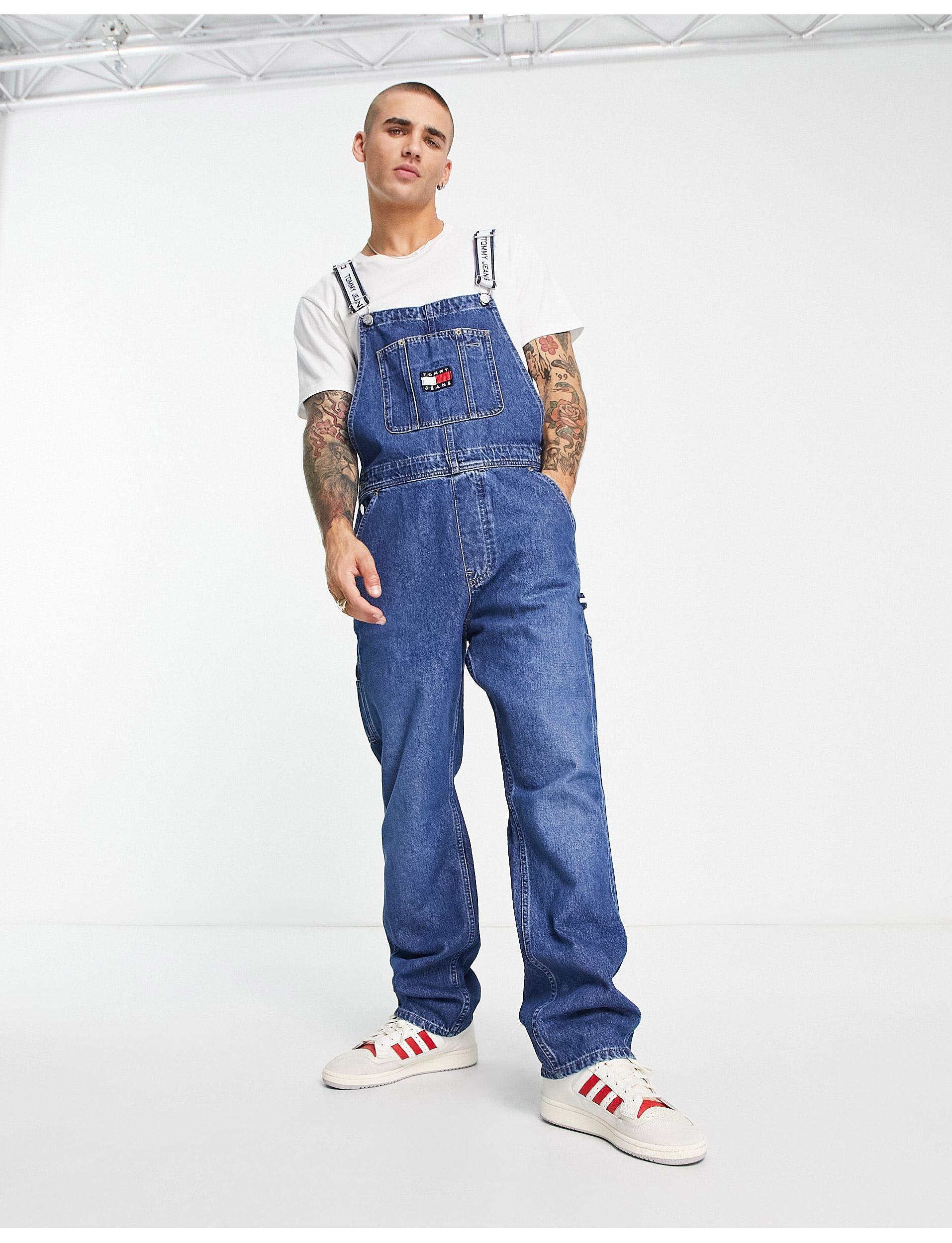 Tommy Hilfiger Cotton Straight Fit Denim Dungarees in Blue for Men | Lyst  Australia