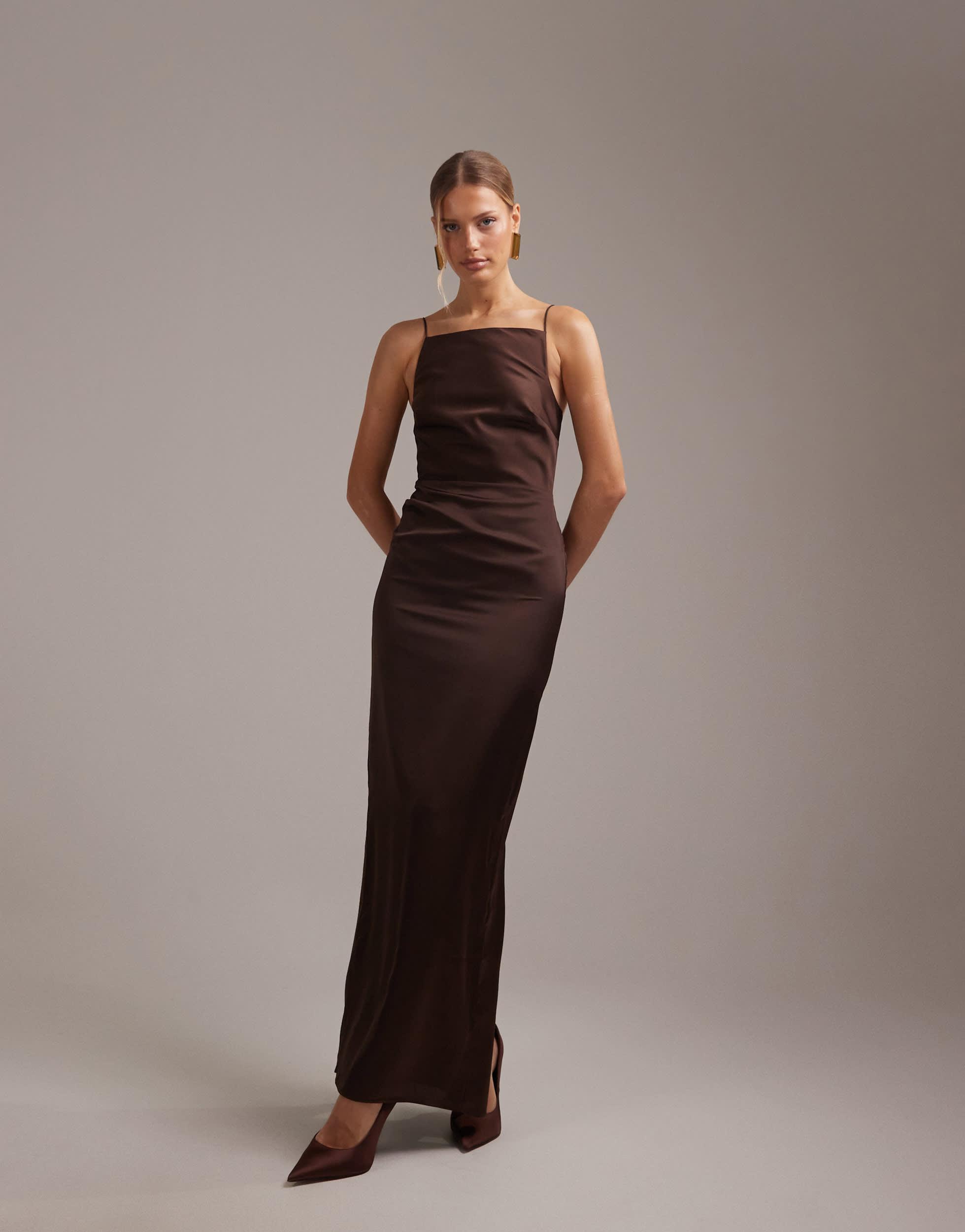 tie strap bridesmaid dress LaDivine CD943 A Line Formal Prom Long Dress main image 0