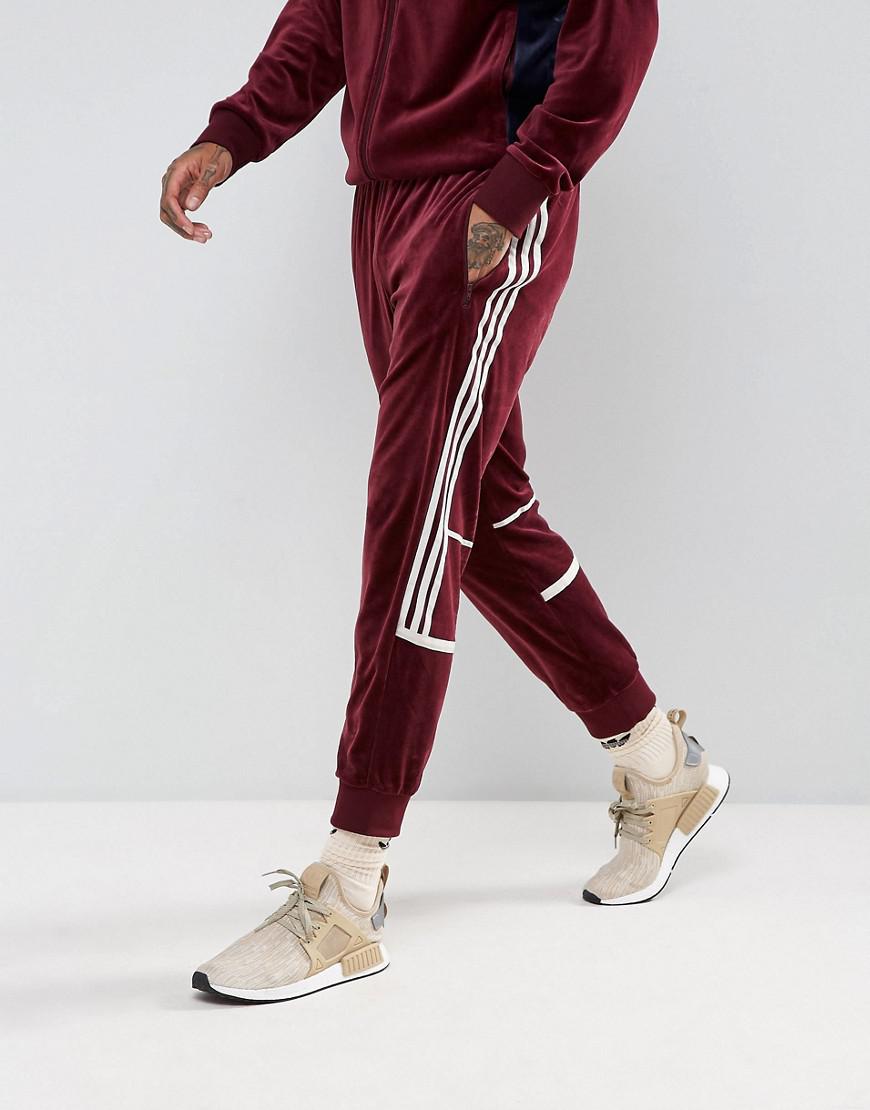 adidas Originals Cotton Challenger Velour Track Jogger In Red Br2180 for  Men | Lyst