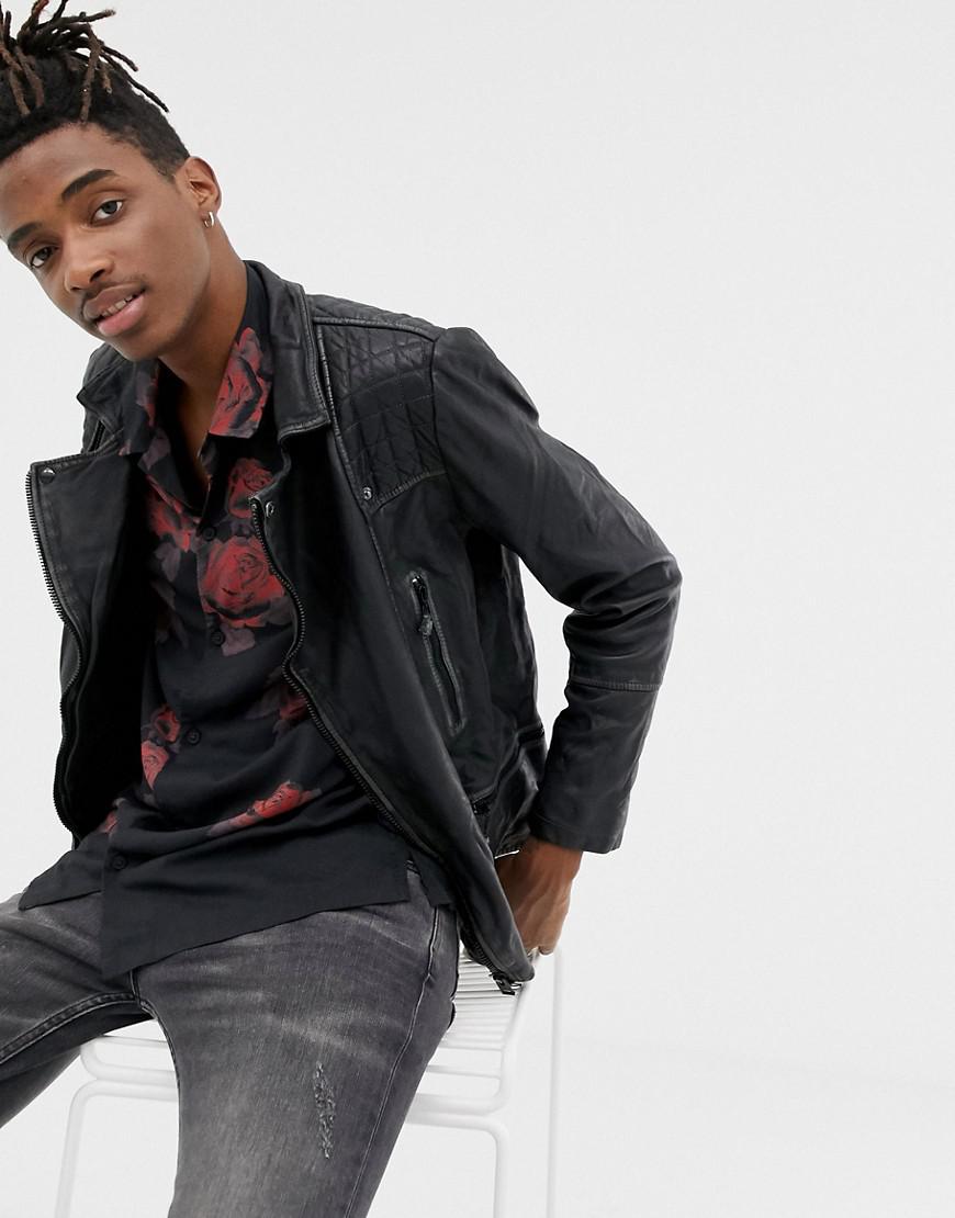 cargo leather biker jacket