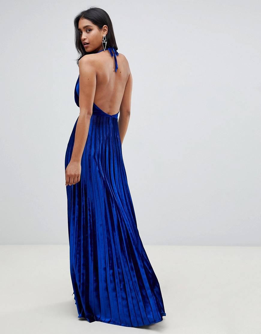 blue pleated dress asos