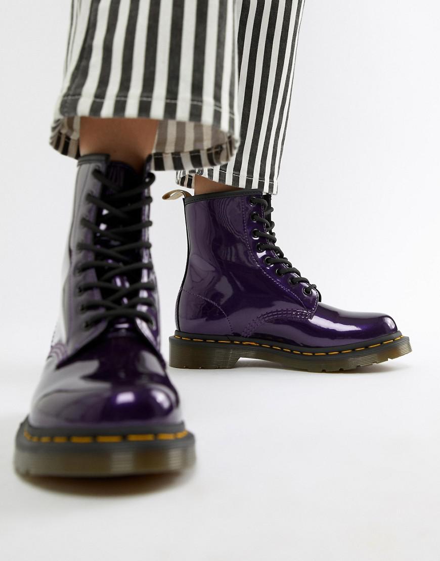 dr martens 1460 silver chrome flat ankle boots