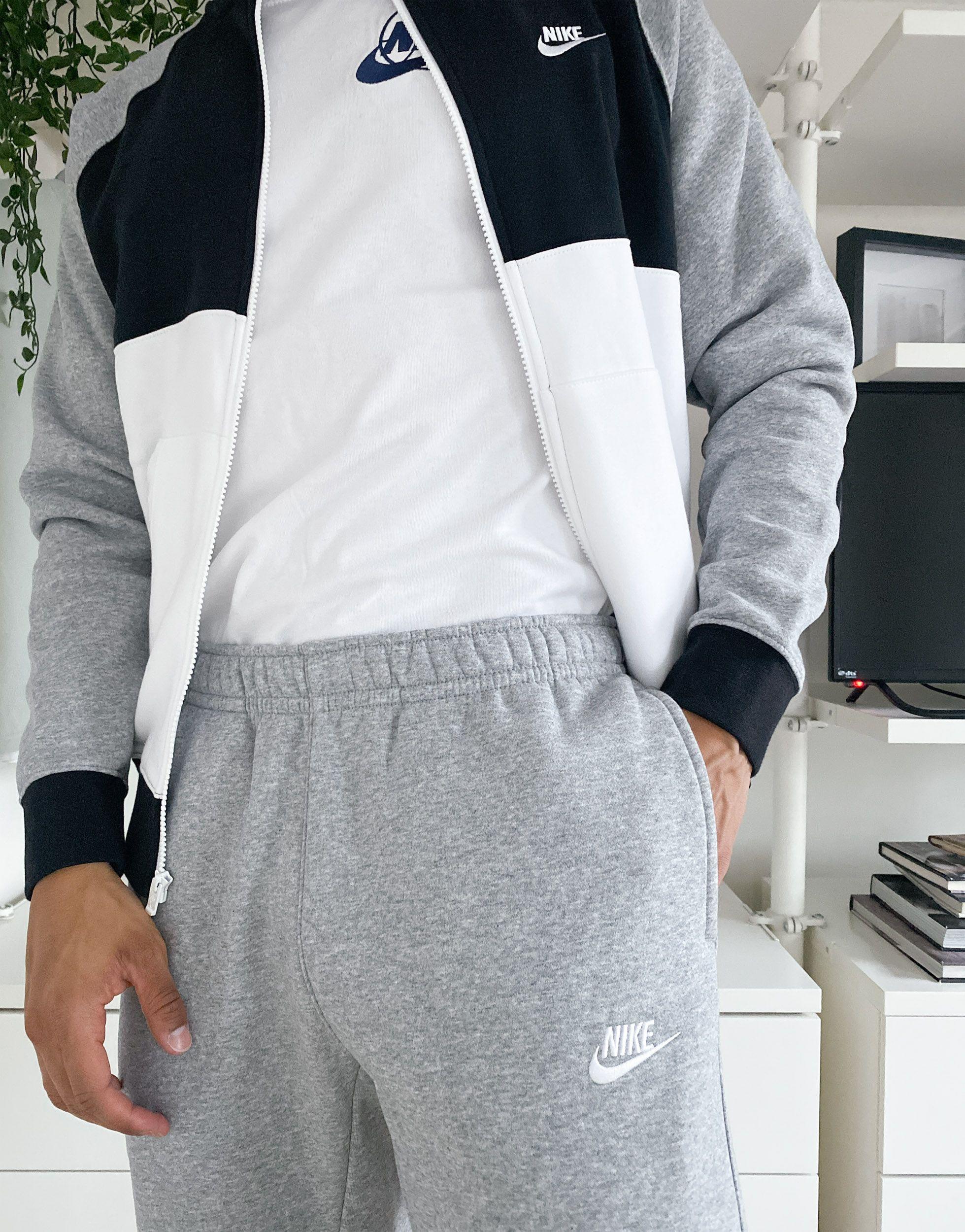 Grey and black sales nike tracksuit