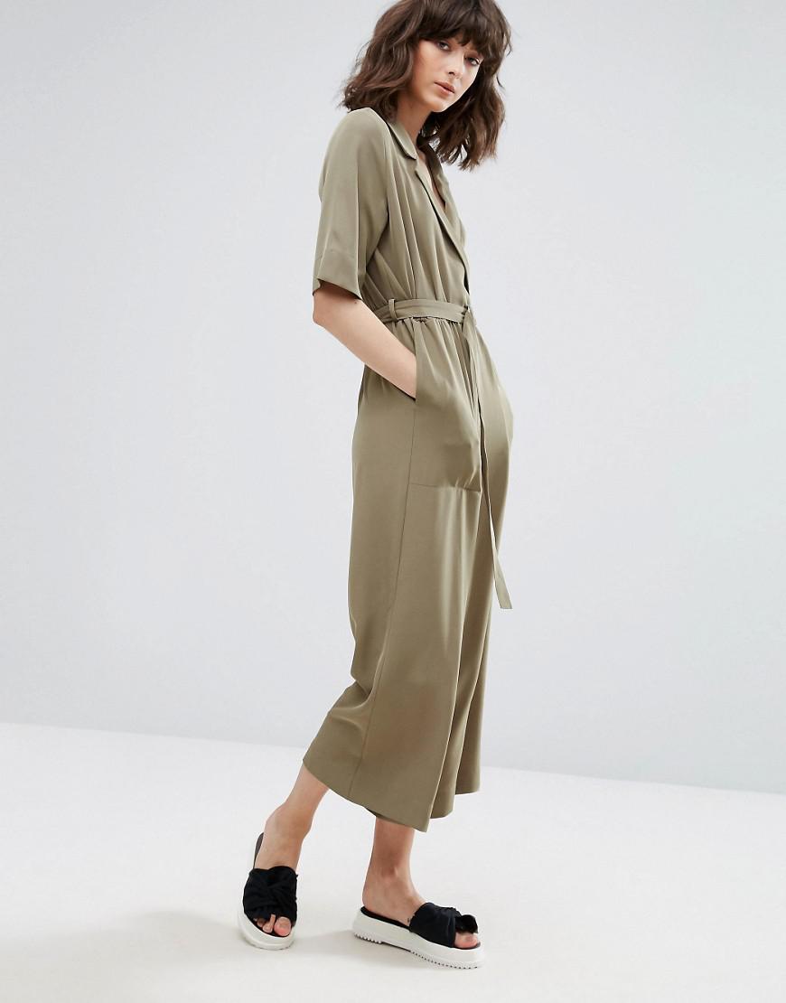 Weekday Jimi Short Sleeve Jumpsuit in Green | Lyst UK