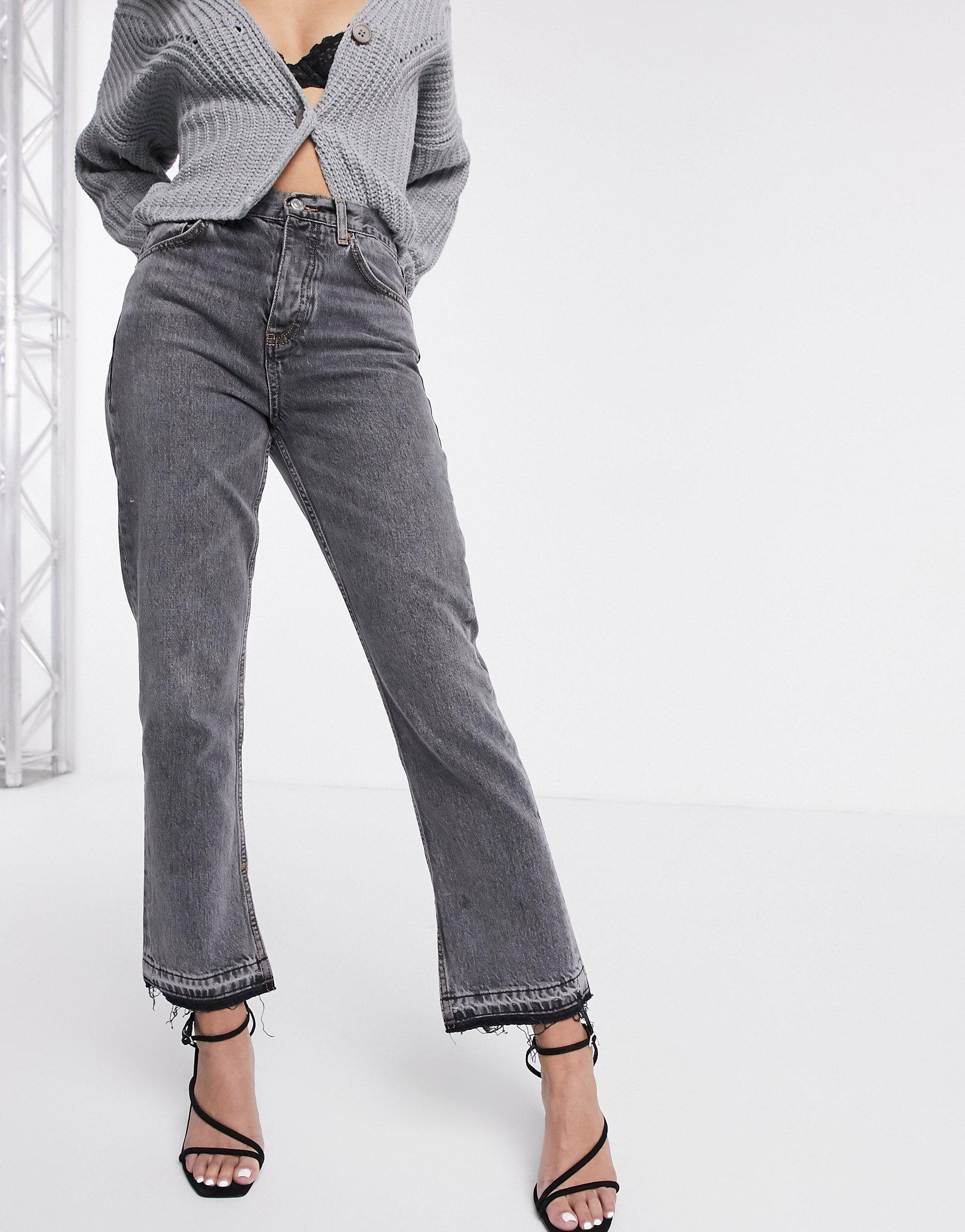 TOPSHOP Denim Editor Jeans With Split Hem in Gray - Lyst