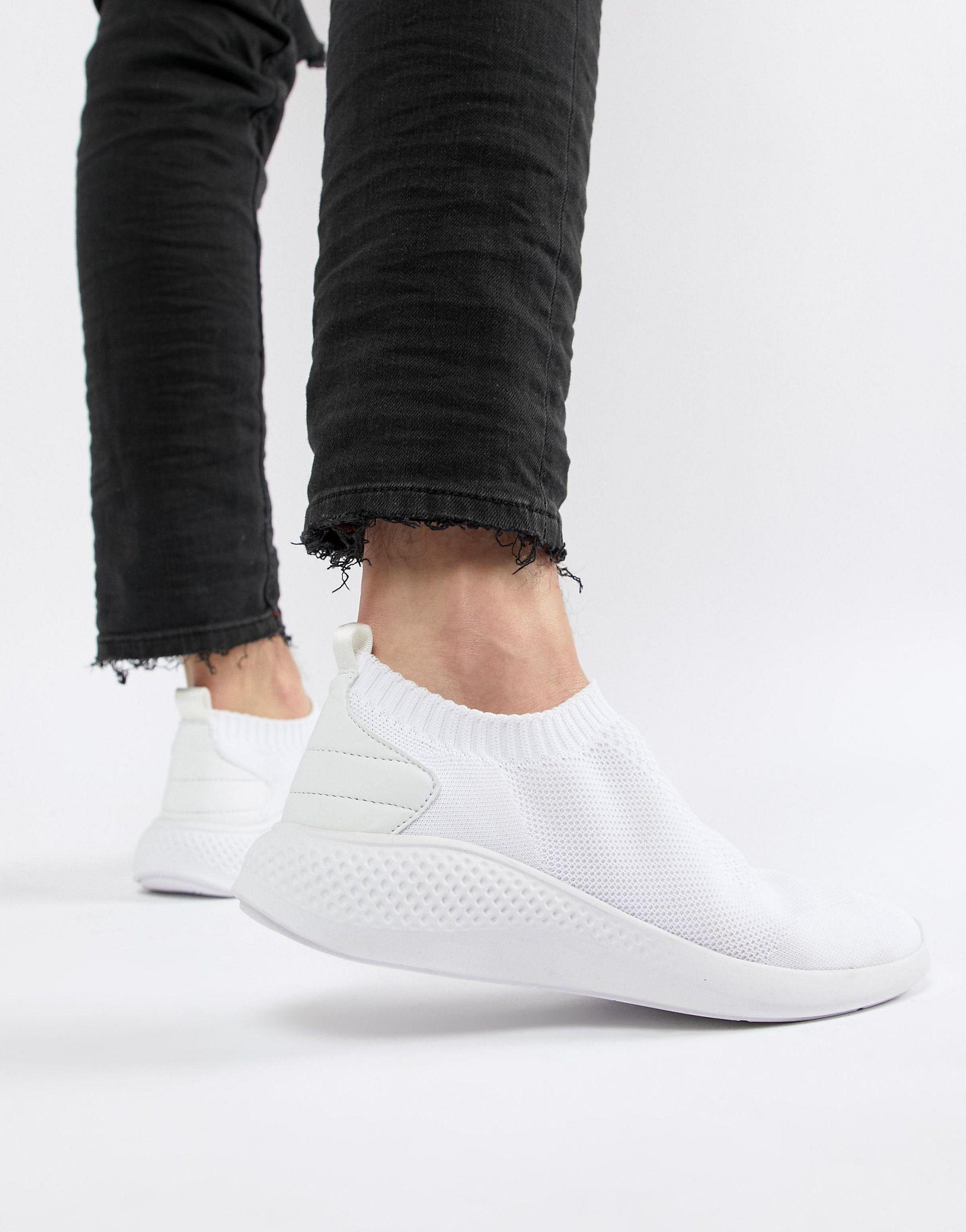 ASOS Slip On Sock Sneakers in White for 