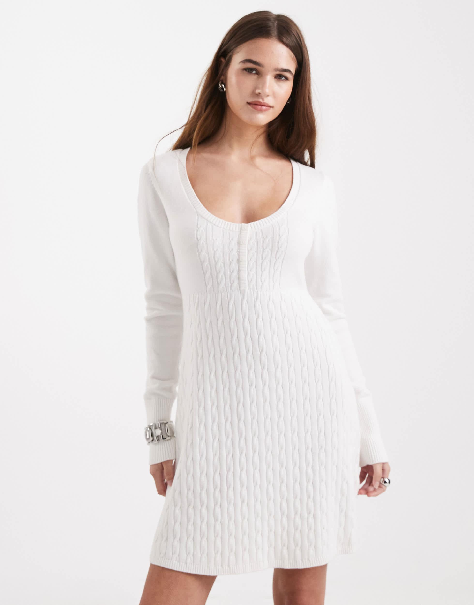 hollister white dress long sleeve White cream long sleeve sweater dress