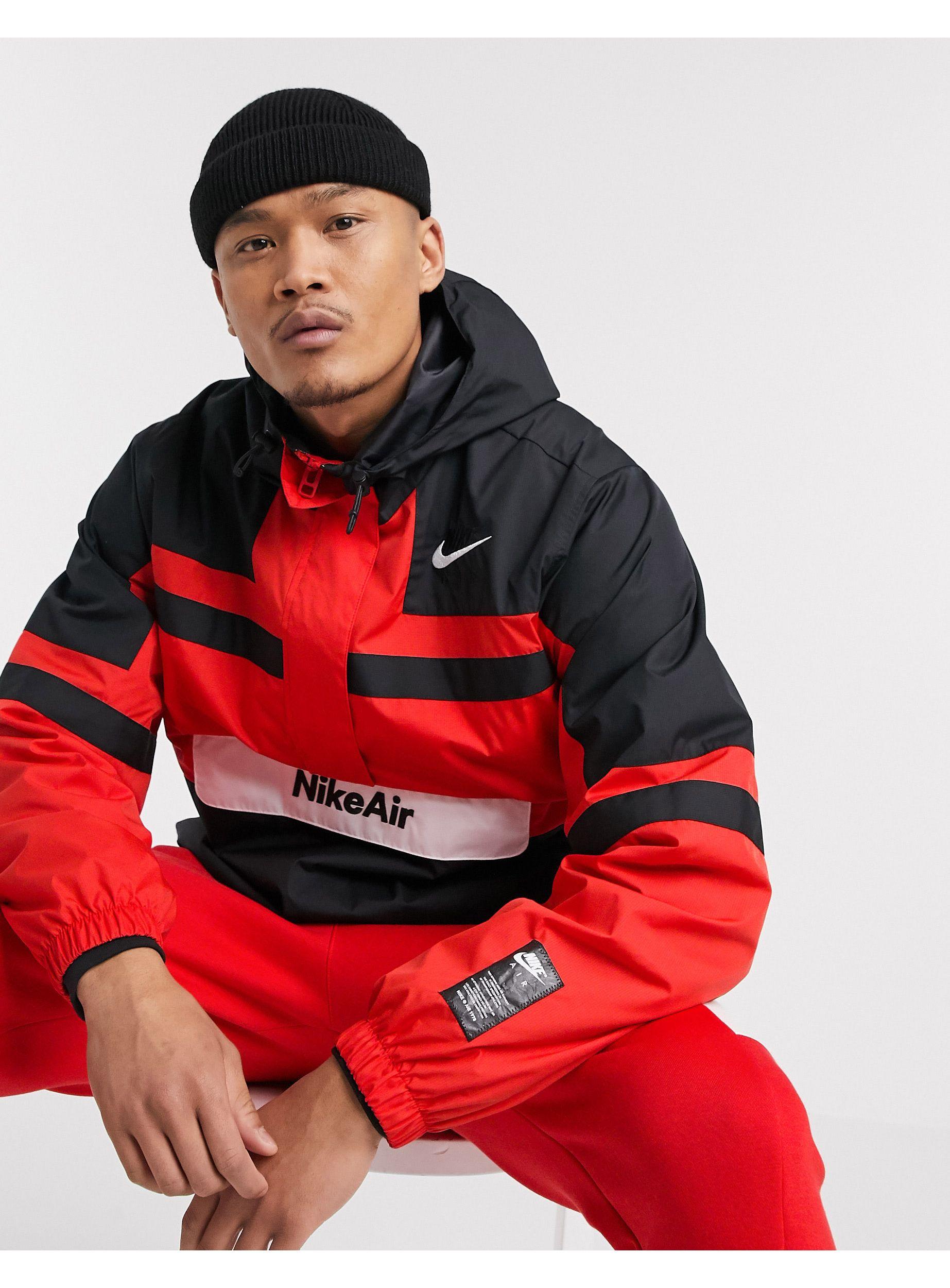 Nike Air Half-zip Overhead Woven Jacket in Red for Men | Lyst