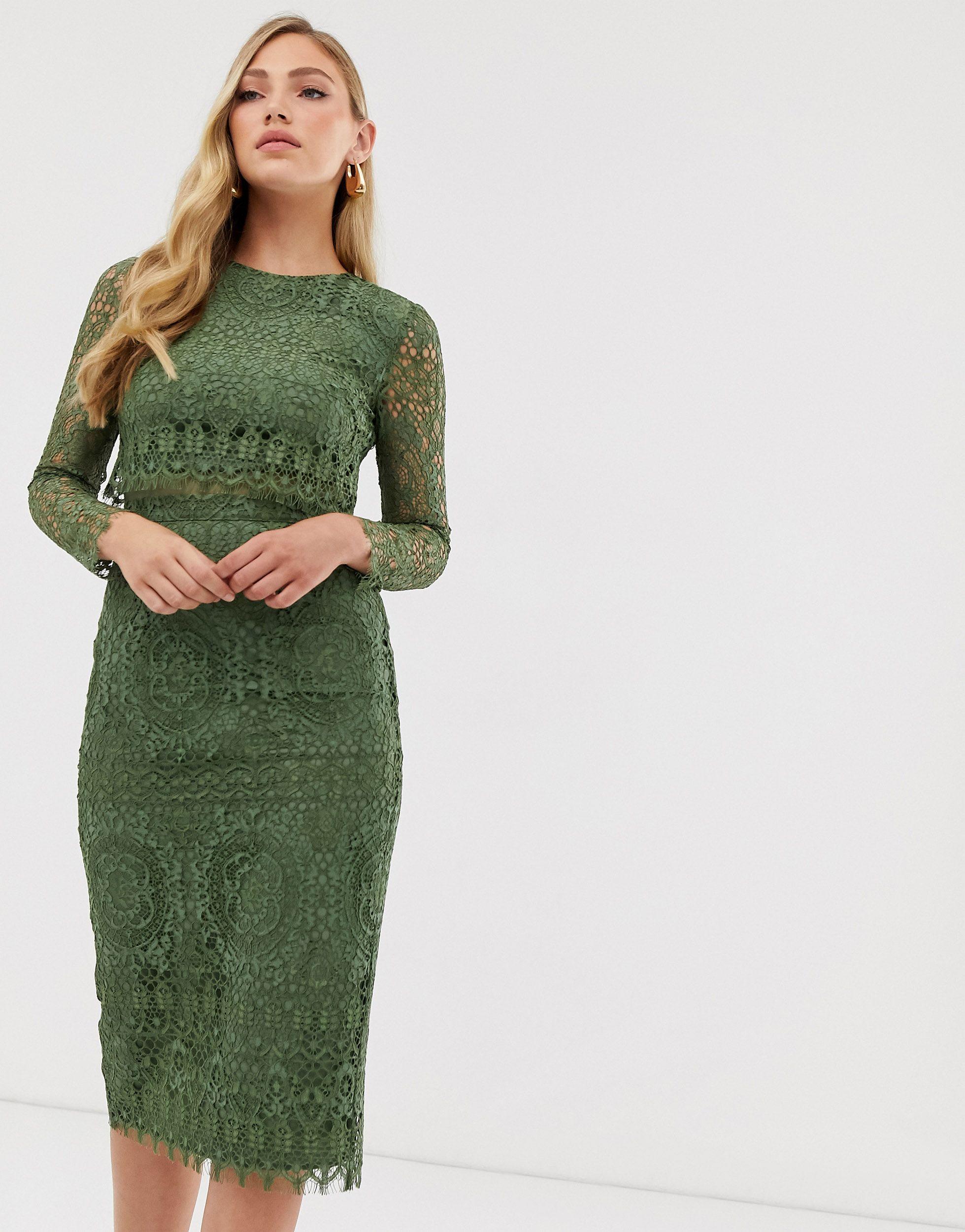 asos design angel sleeve midi pencil dress