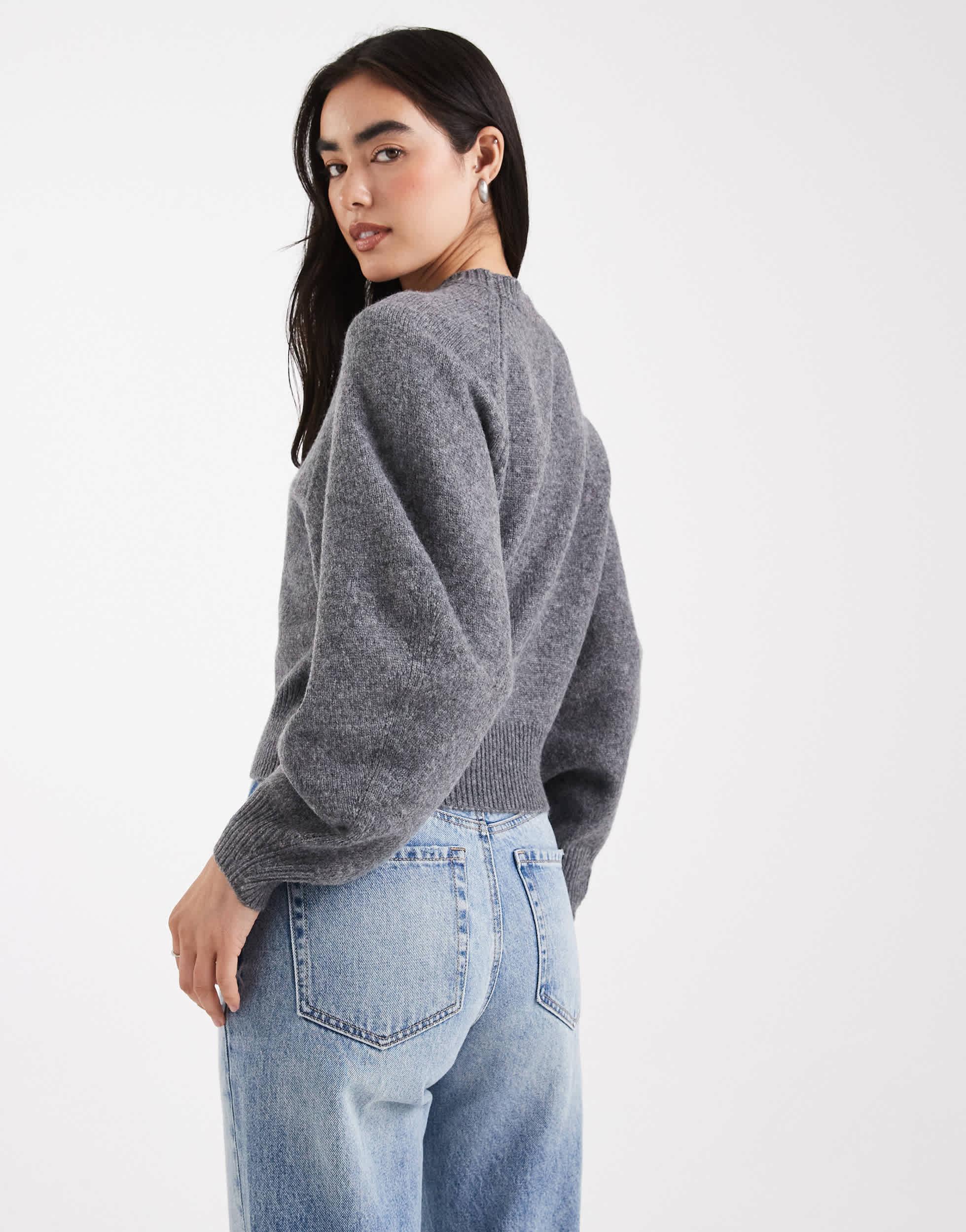 Asos Grauer Grobstrick Pullover Damen Rollkragenpullover