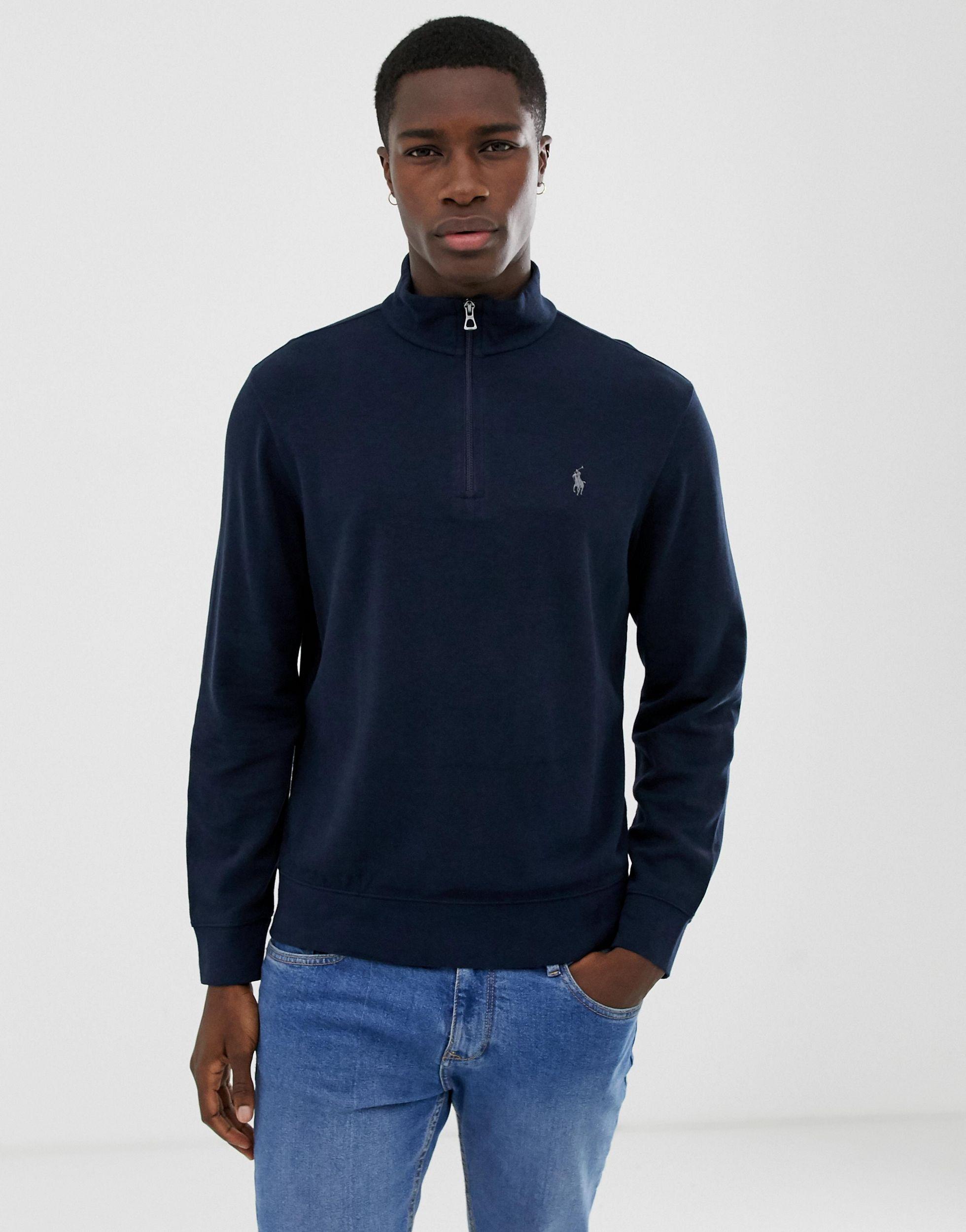 ralph lauren half zip sweatshirt navy