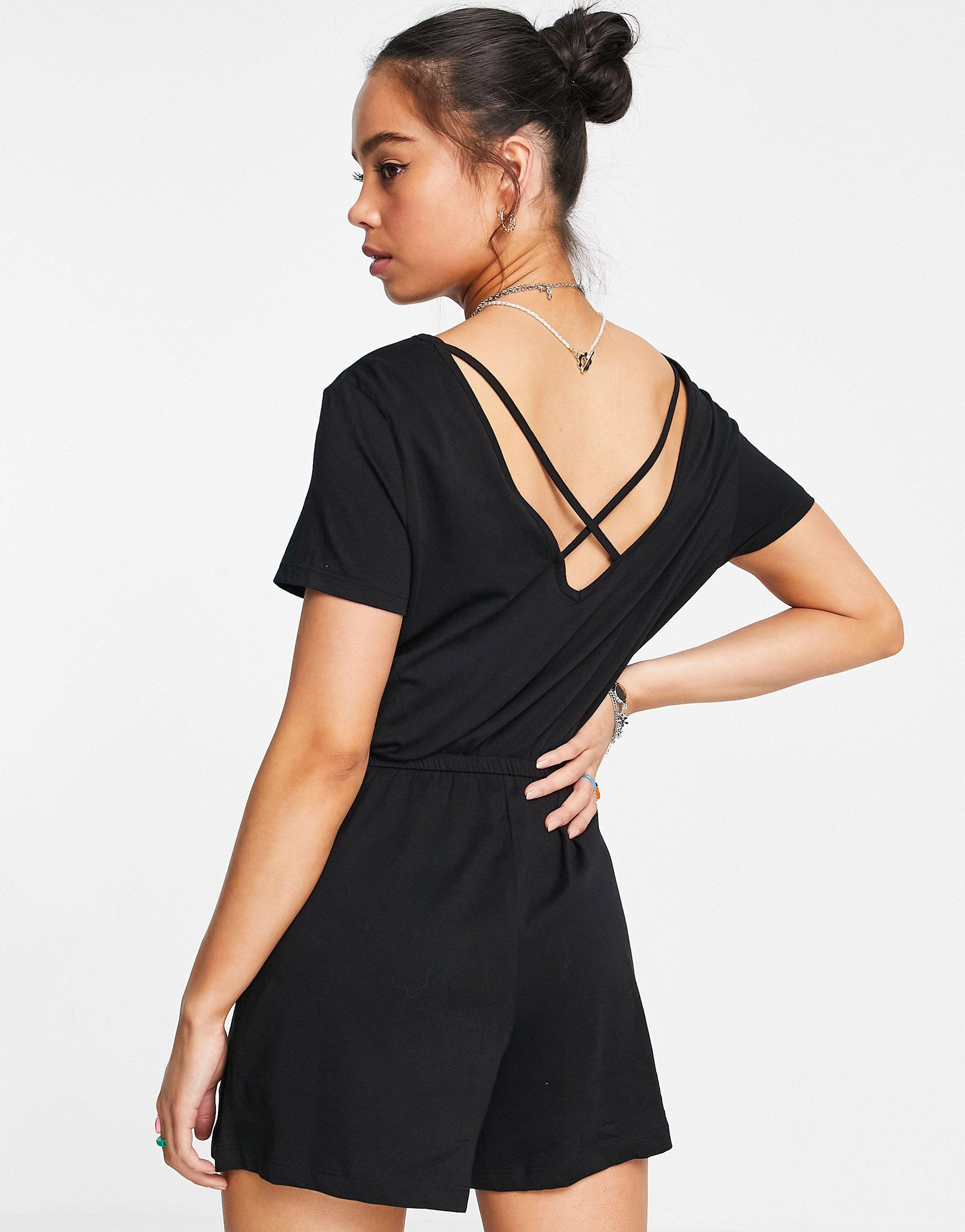 ONLY Organic Cotton Jersey T-shirt Playsuit in Black - Lyst