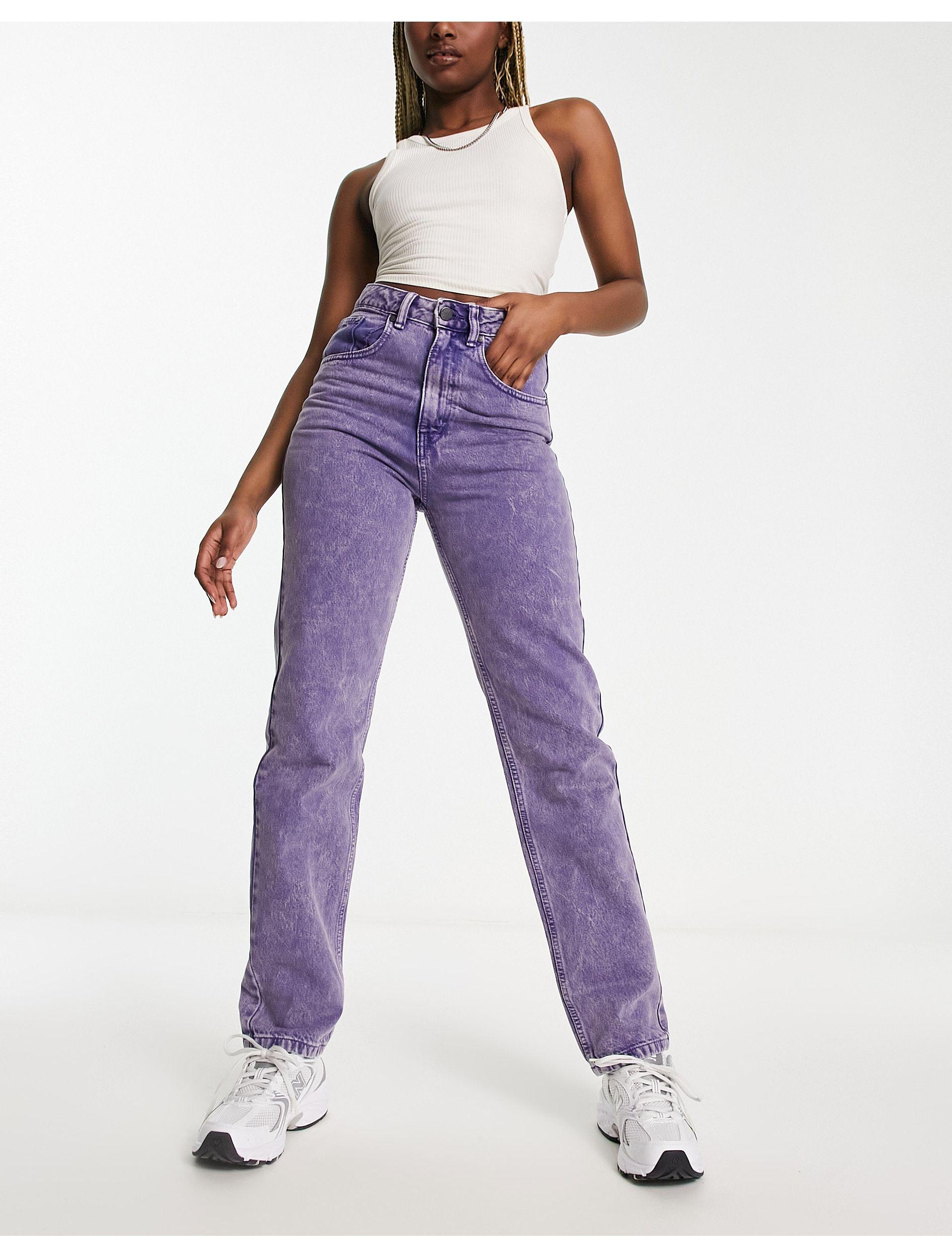 WÅVEN Super High Waist Straight Leg Jeans in Purple | Lyst