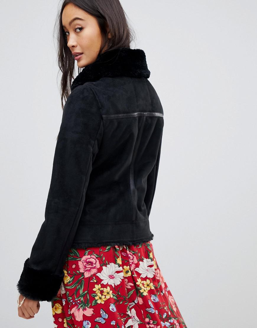 faux shearling biker jacket hollister