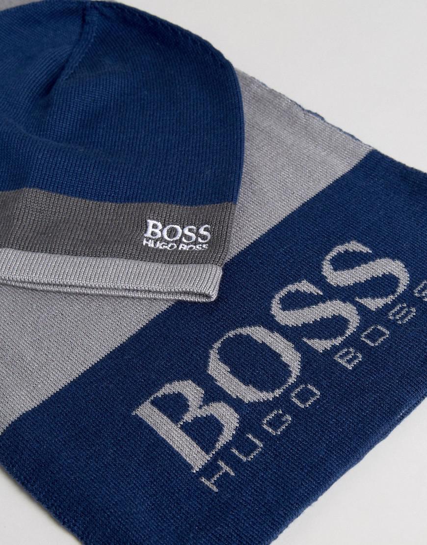 BOSS by HUGO BOSS Hat And Scarf Gift Set In Navy/grey in Blue for Men - Lyst