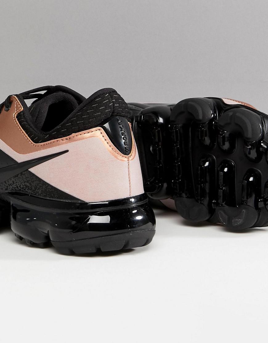 Nike Rubber Running Vapormax Mesh Trainers In Black And Rose Gold - Lyst