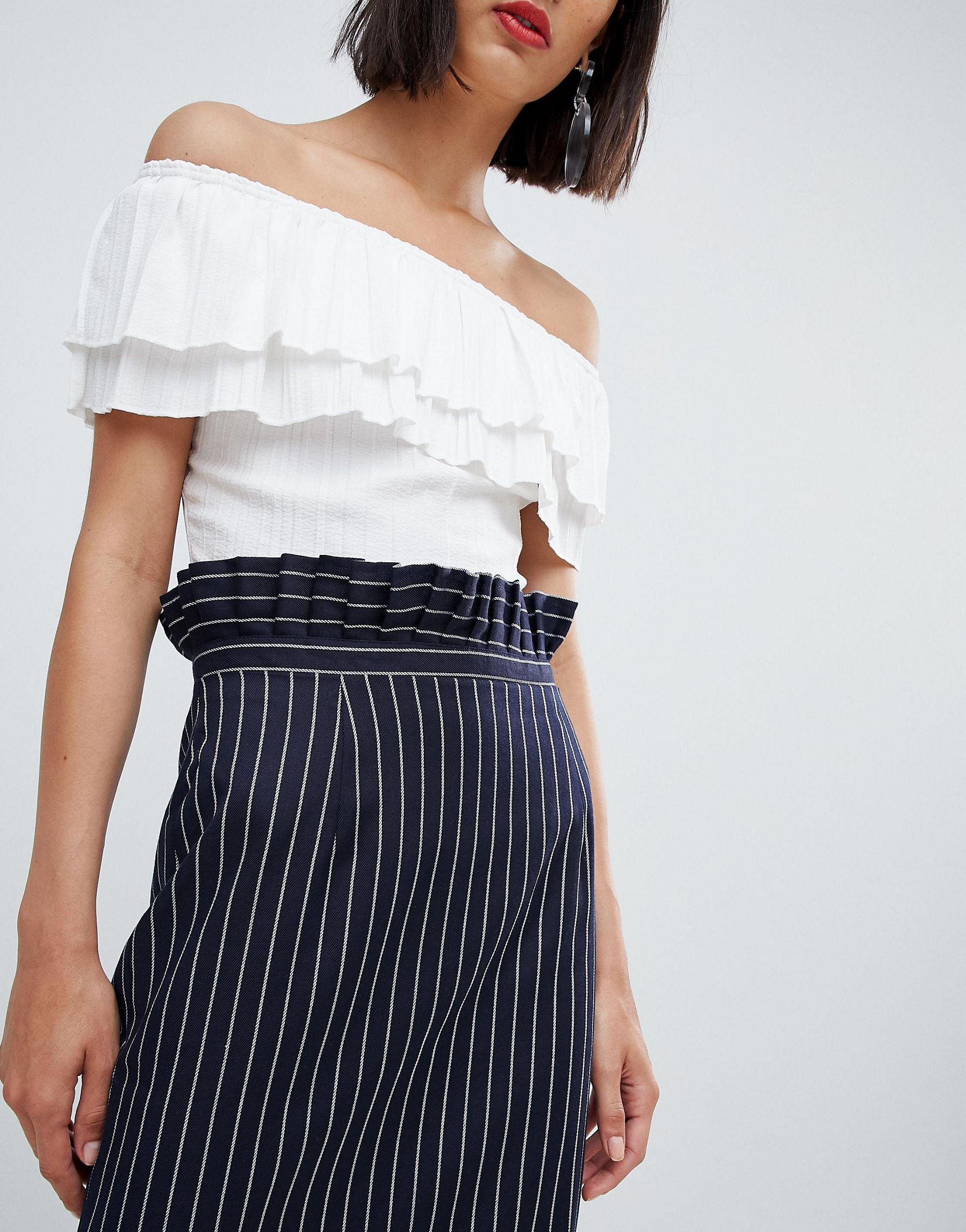 pinstripe midi skirt