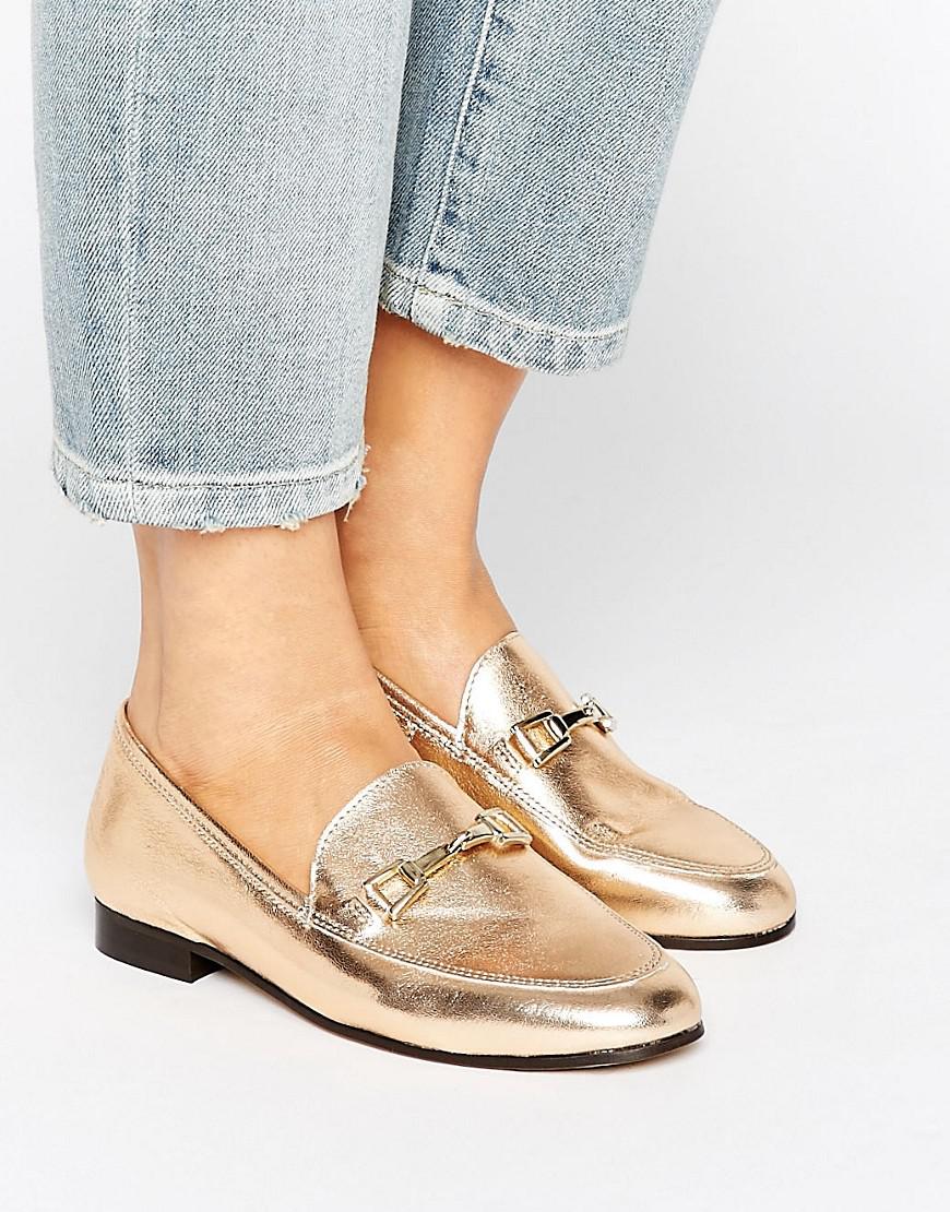 Carvela Kurt Geiger Loss Gold Leather Loafers in Metallic | Lyst