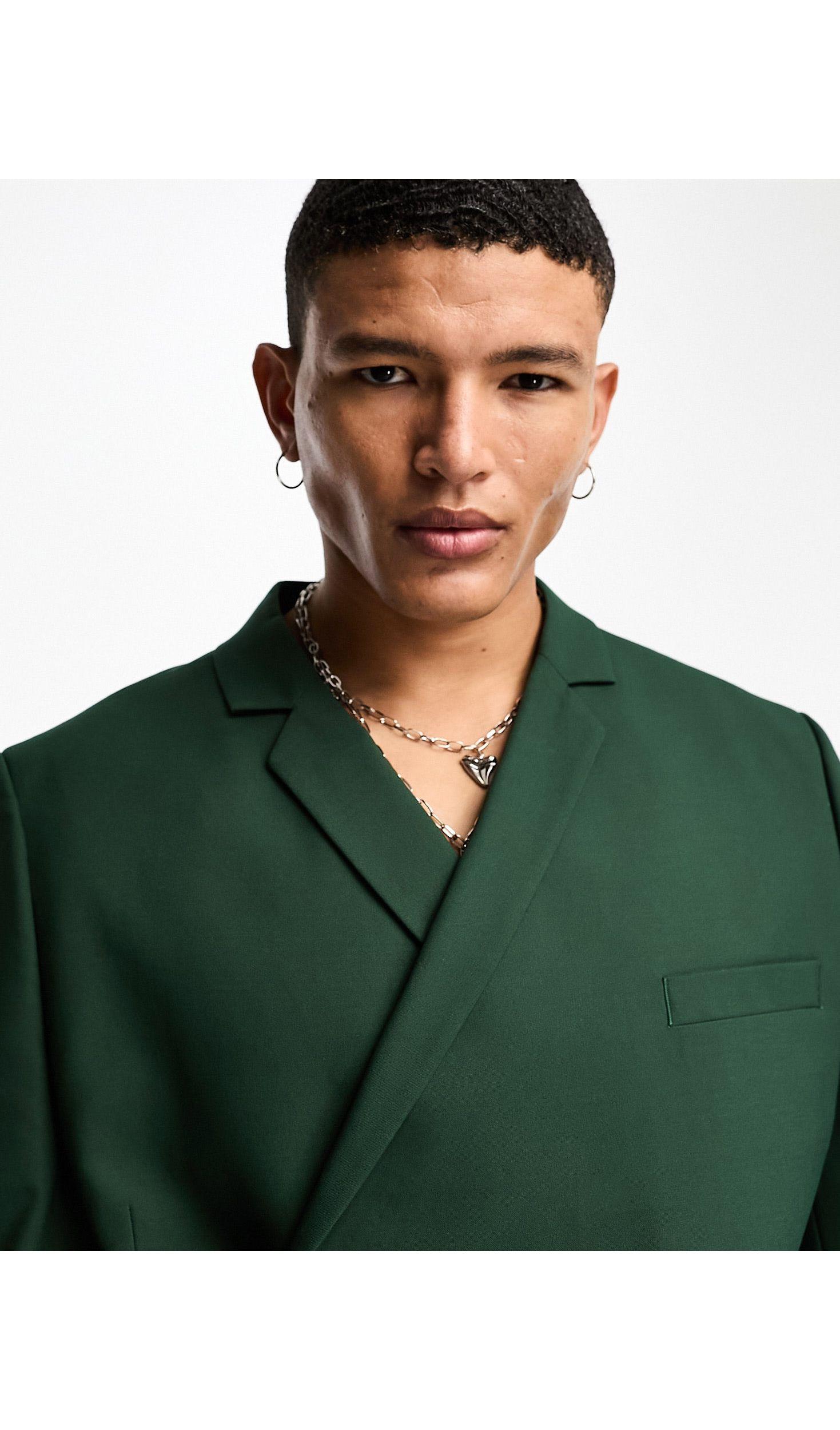 ASOS Deep Wrap Suit Jacket With Half Lapel in Green for Men Lyst