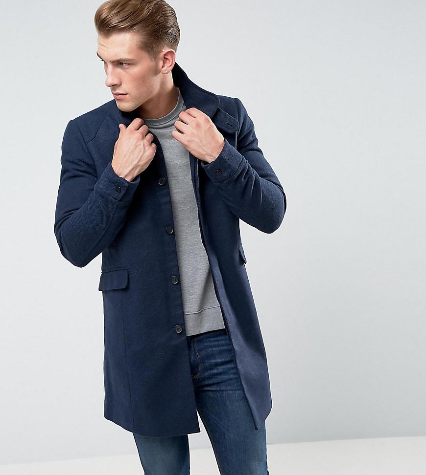 Only & Sons Cotton Funnel Neck Overcoat In Texture in Navy (Blue) for Men -  Lyst