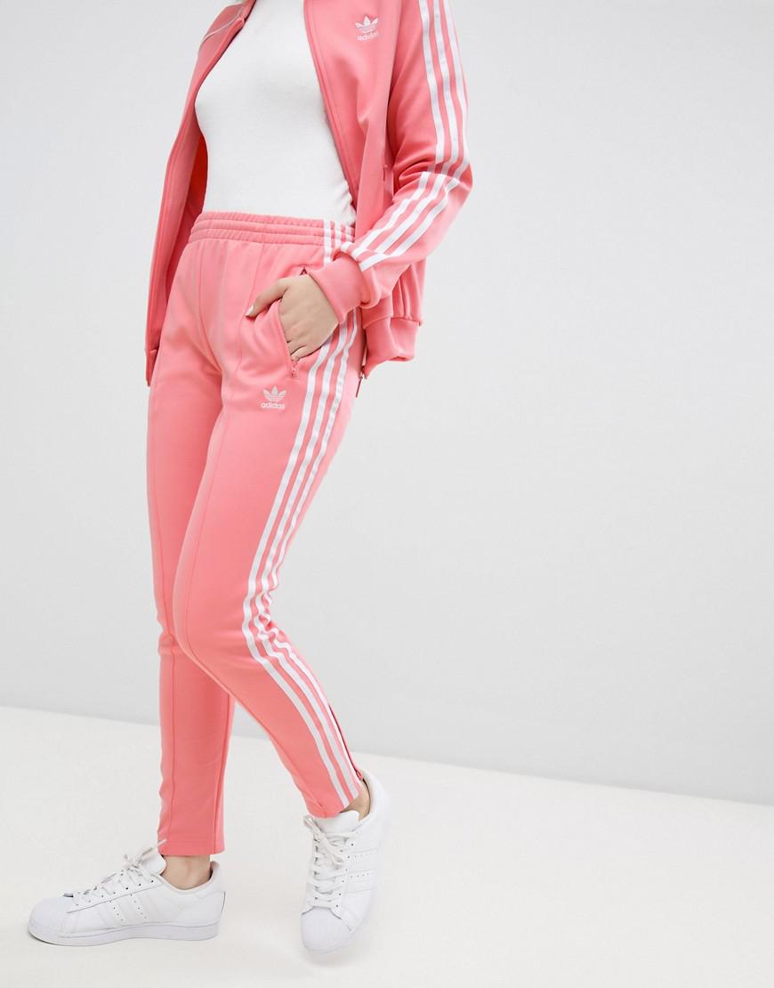 adidas Originals Three Stripe Cigarette Pants in Pink - Lyst