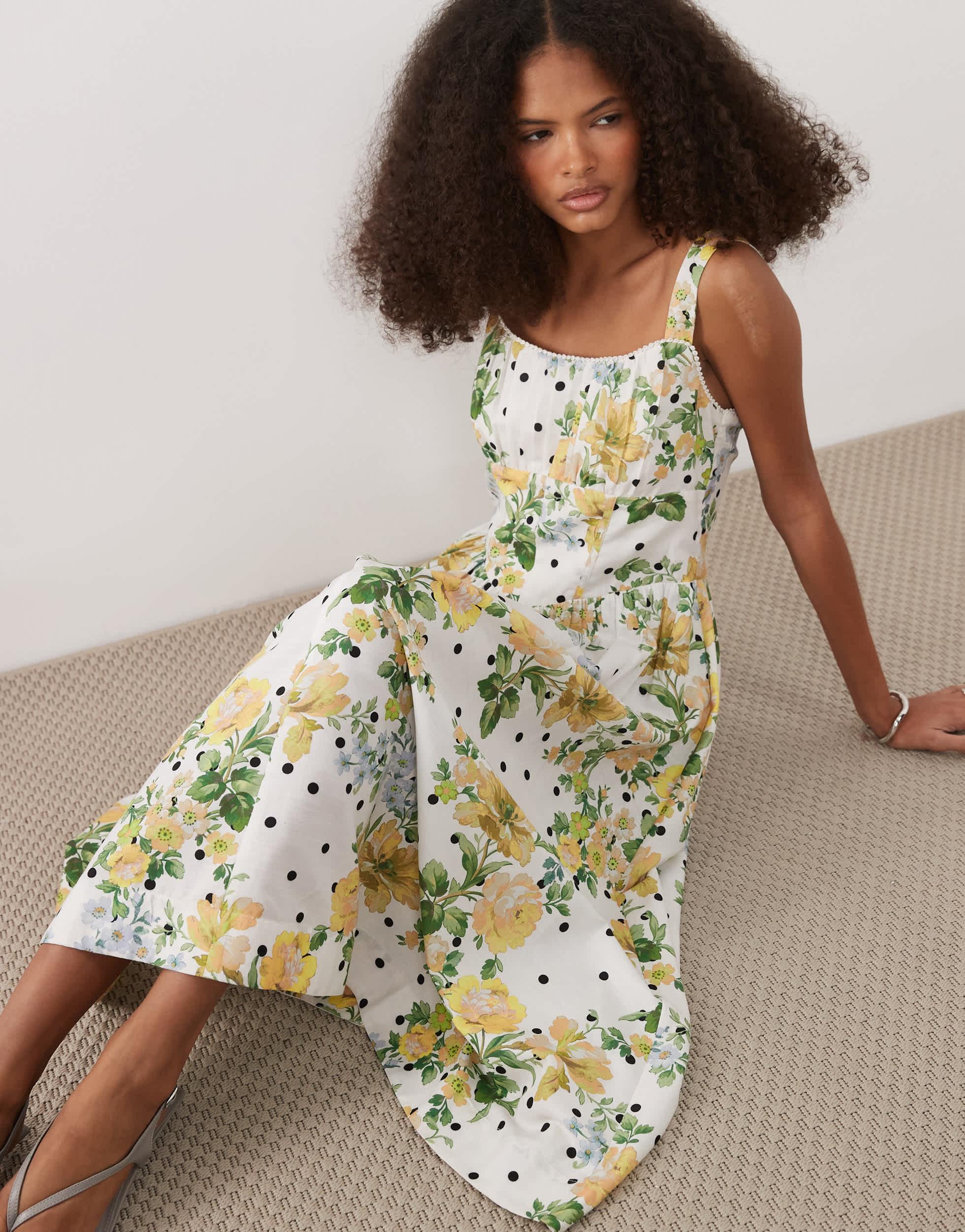 knee length dresses for ladies Hope & Ivy The Felicity Frill Sleeve V-Neck Midi Dress with Tie Detail –  DBiggins main image 0