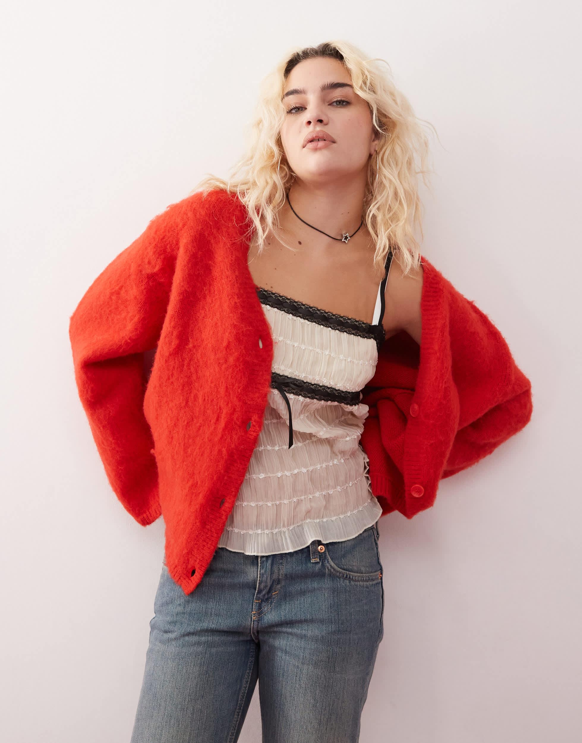 Monki Sweat à capuche - red/rouge - (Seconde main) - ZALANDO