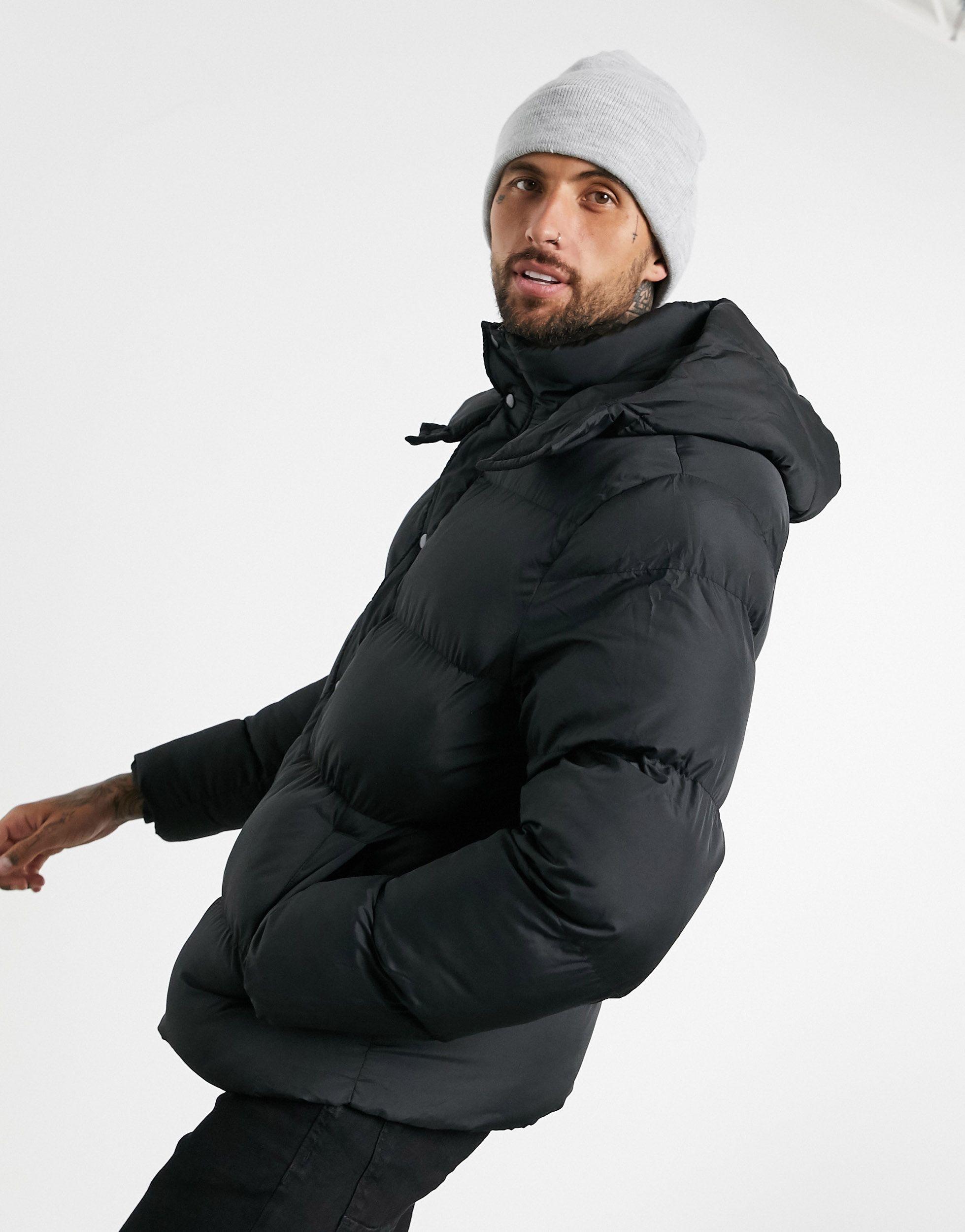 ASOS Puffer Jacket With Detachable Hood in Black for Men | Lyst