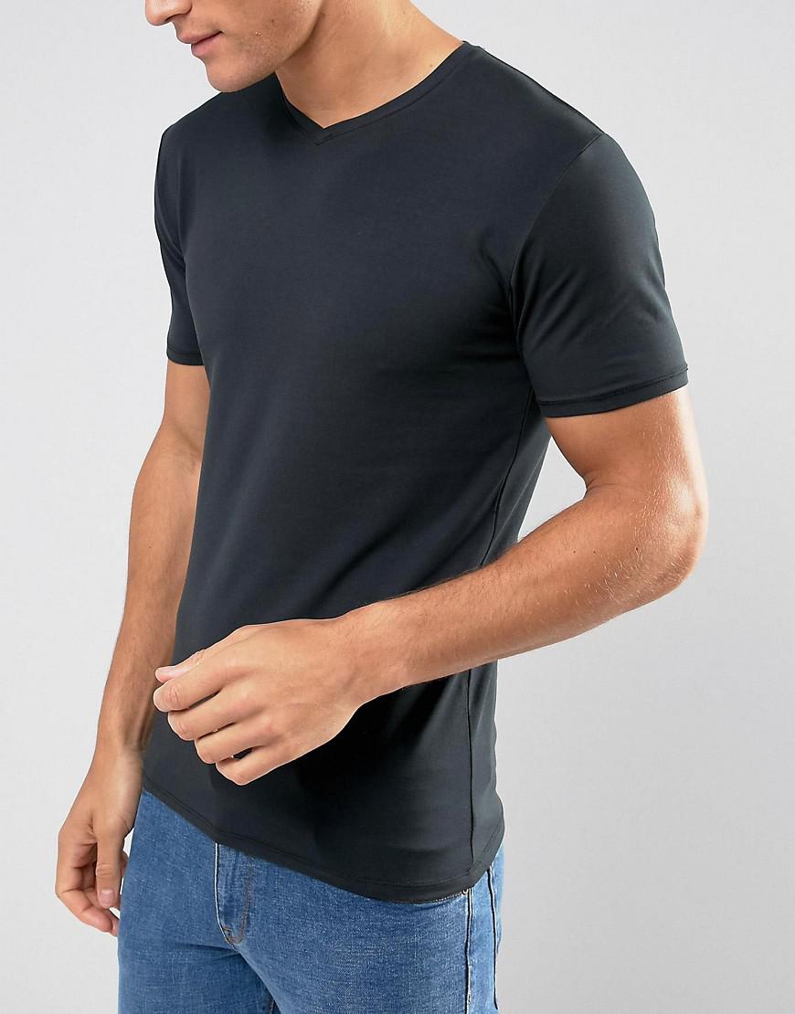 Lyst - Selected V-neck T-shirt in Black for Men