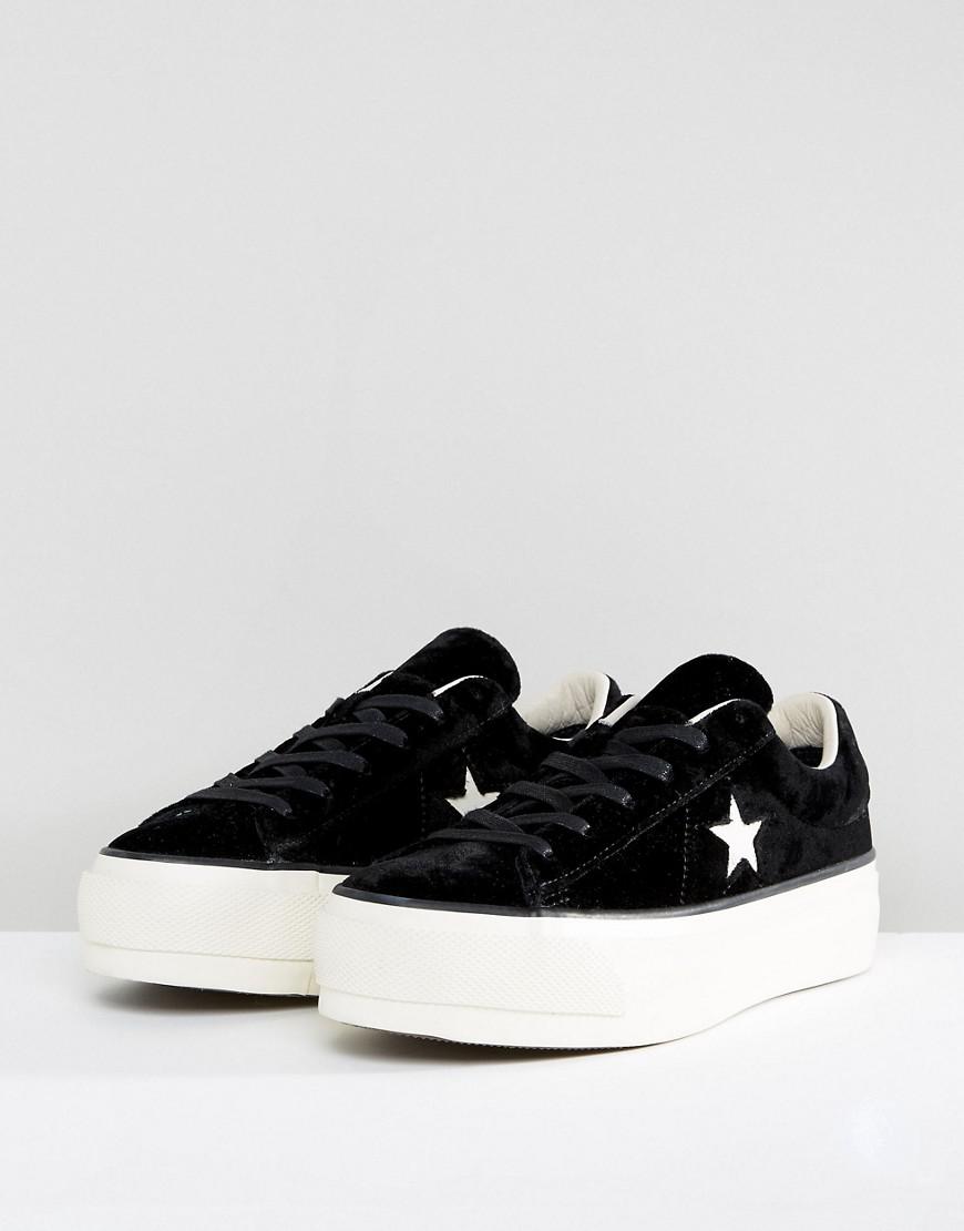 converse one star platform ox black trainers