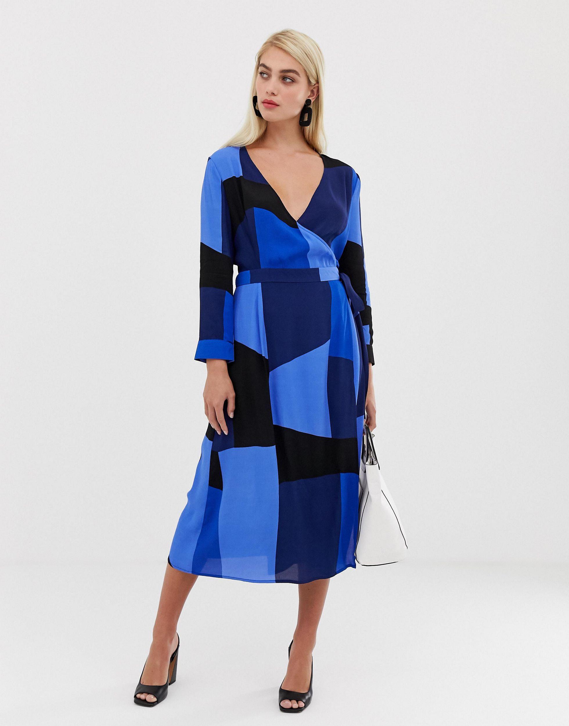 Color block wrap dress Clearance