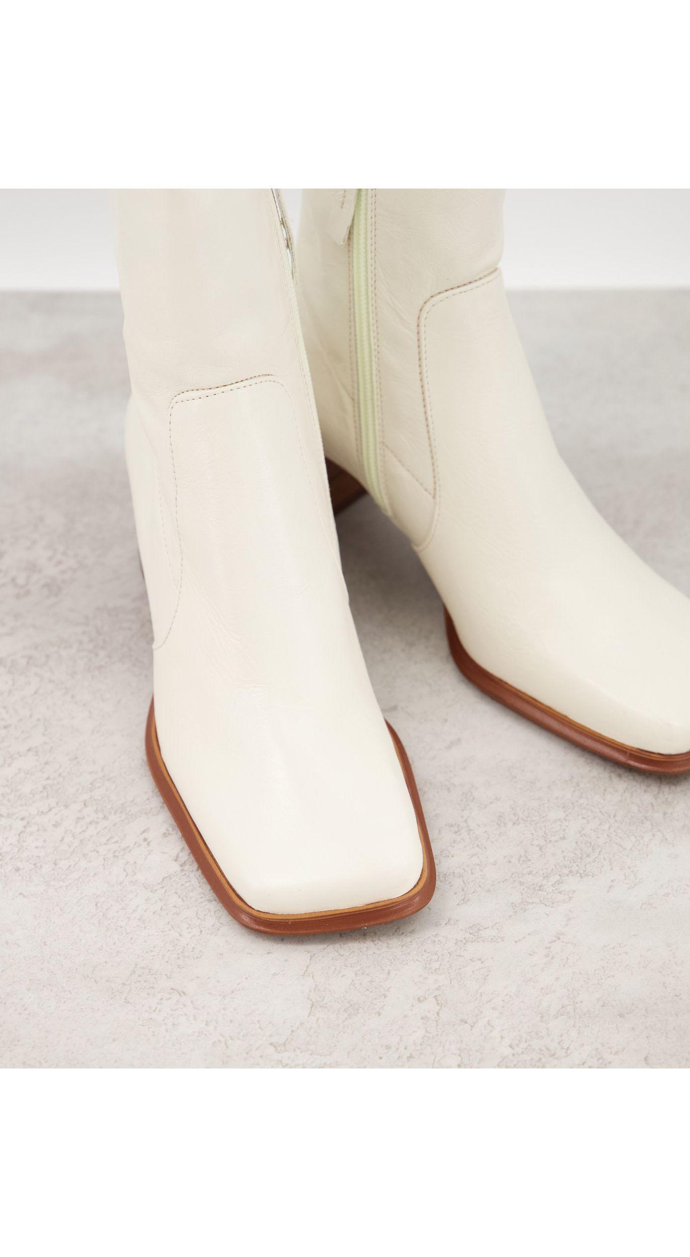 Botas color hueso con puntera cuadrada ASOS de Cuero de color Blanco | Lyst