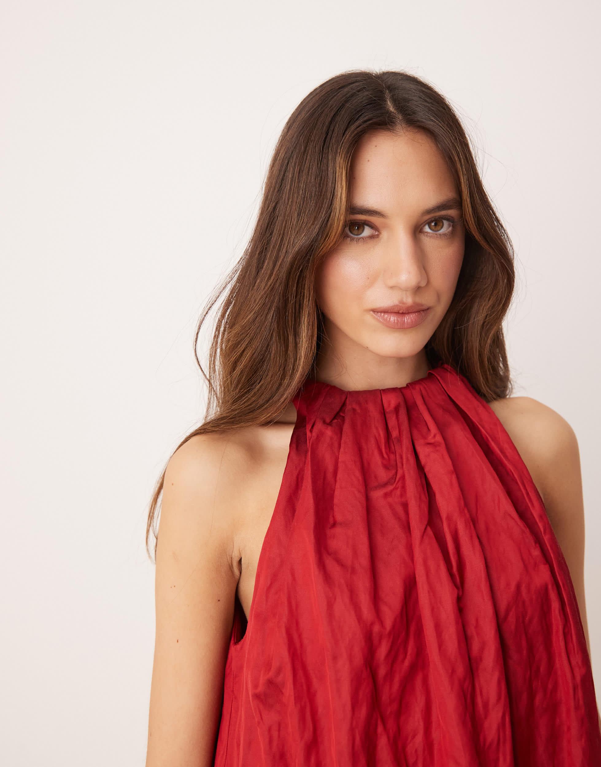 mango capsule collection red dress MANGO - Crossed halter dress with slit red