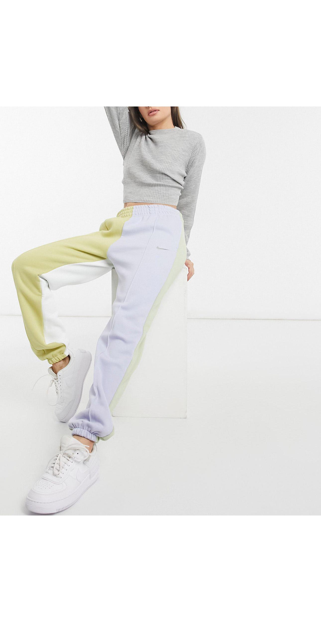Nike Baumwolle – jogginghose mit farbblockdesign in Weiß - Lyst