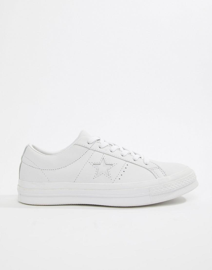 one star converse white leather off 61 