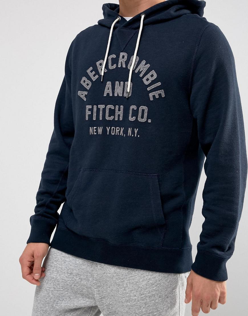 Abercrombie & Fitch Logo Hoodie In Navy in Blue for Men | Lyst