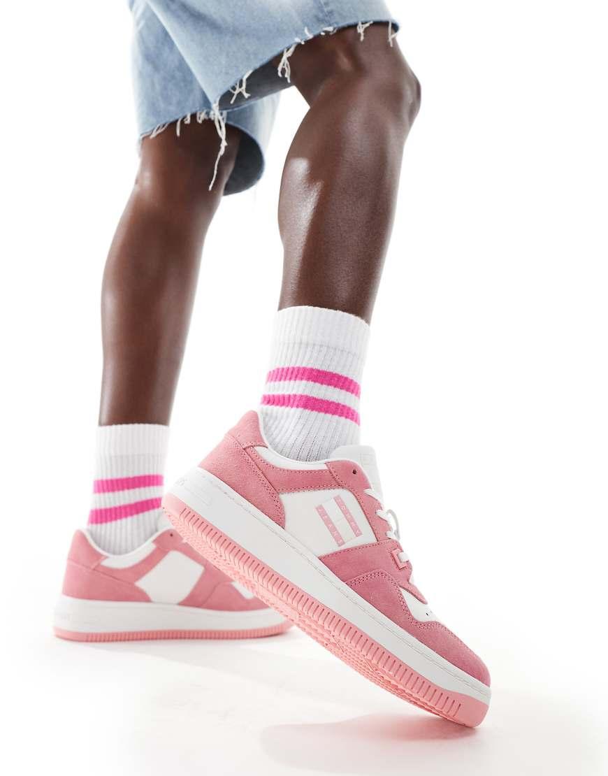 Sneakers Da Basket Rétro Slavato di Tommy Hilfiger in Rosa Lyst