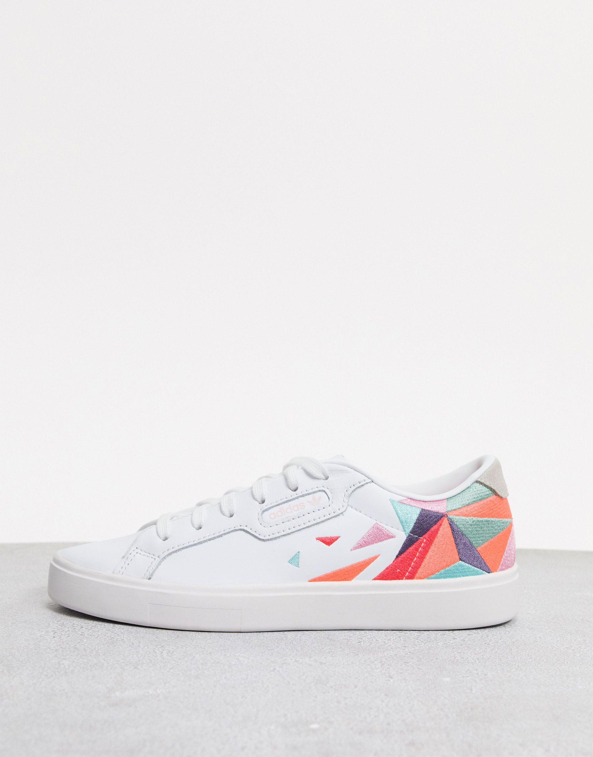 adidas originals white sleek trainers