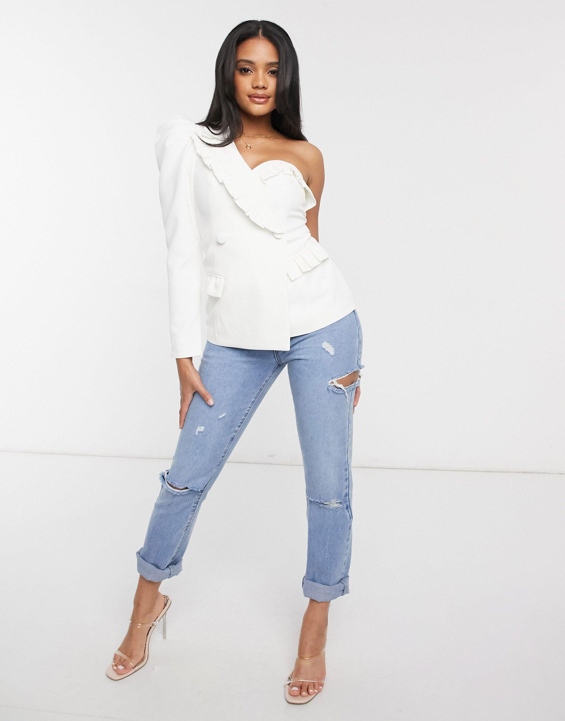 Lavish Alice One Sleeve Blazer Co Ord in White Lyst UK