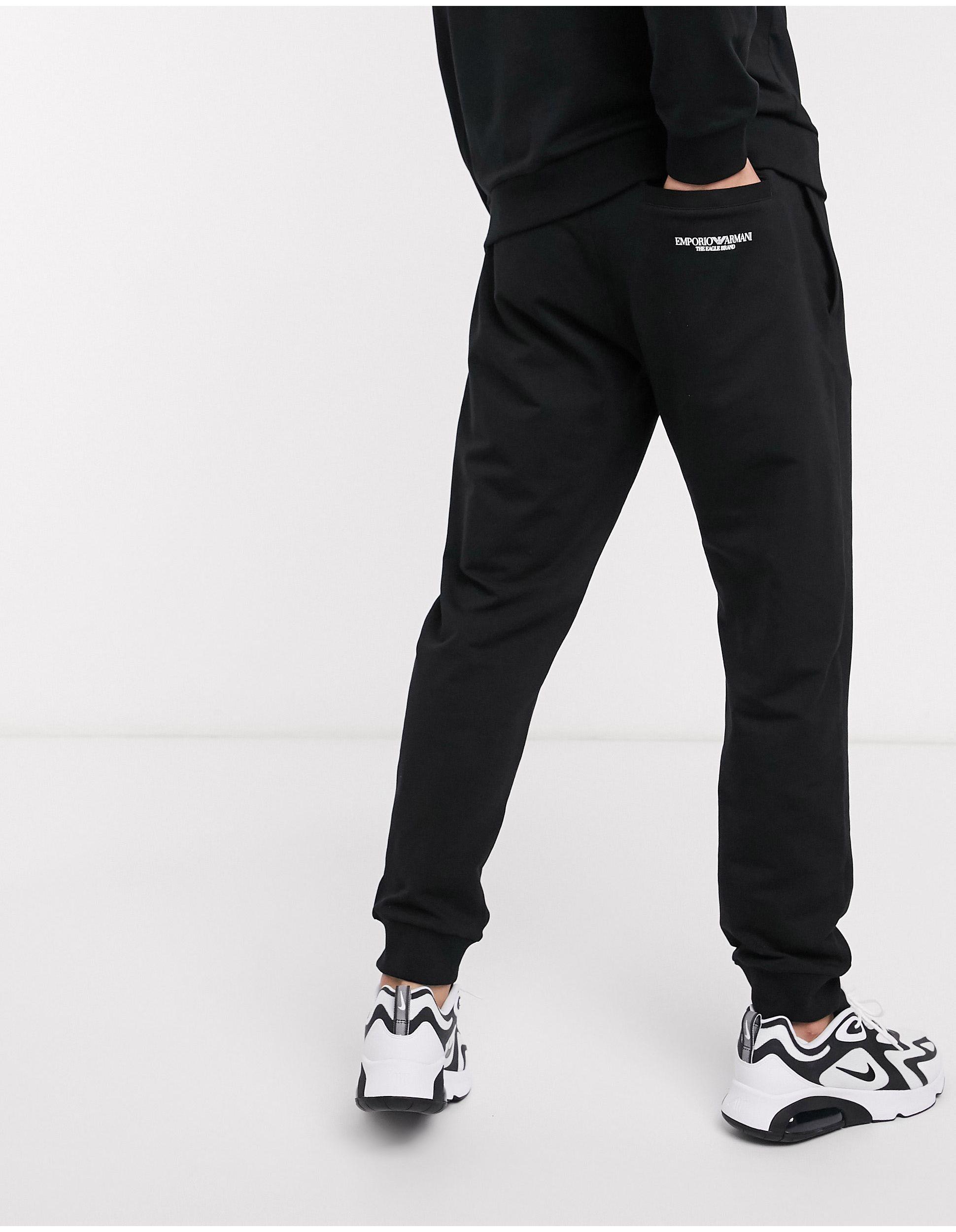 Emporio Armani Cotton Logo Draw Cord Joggers In Black For Men Lyst
