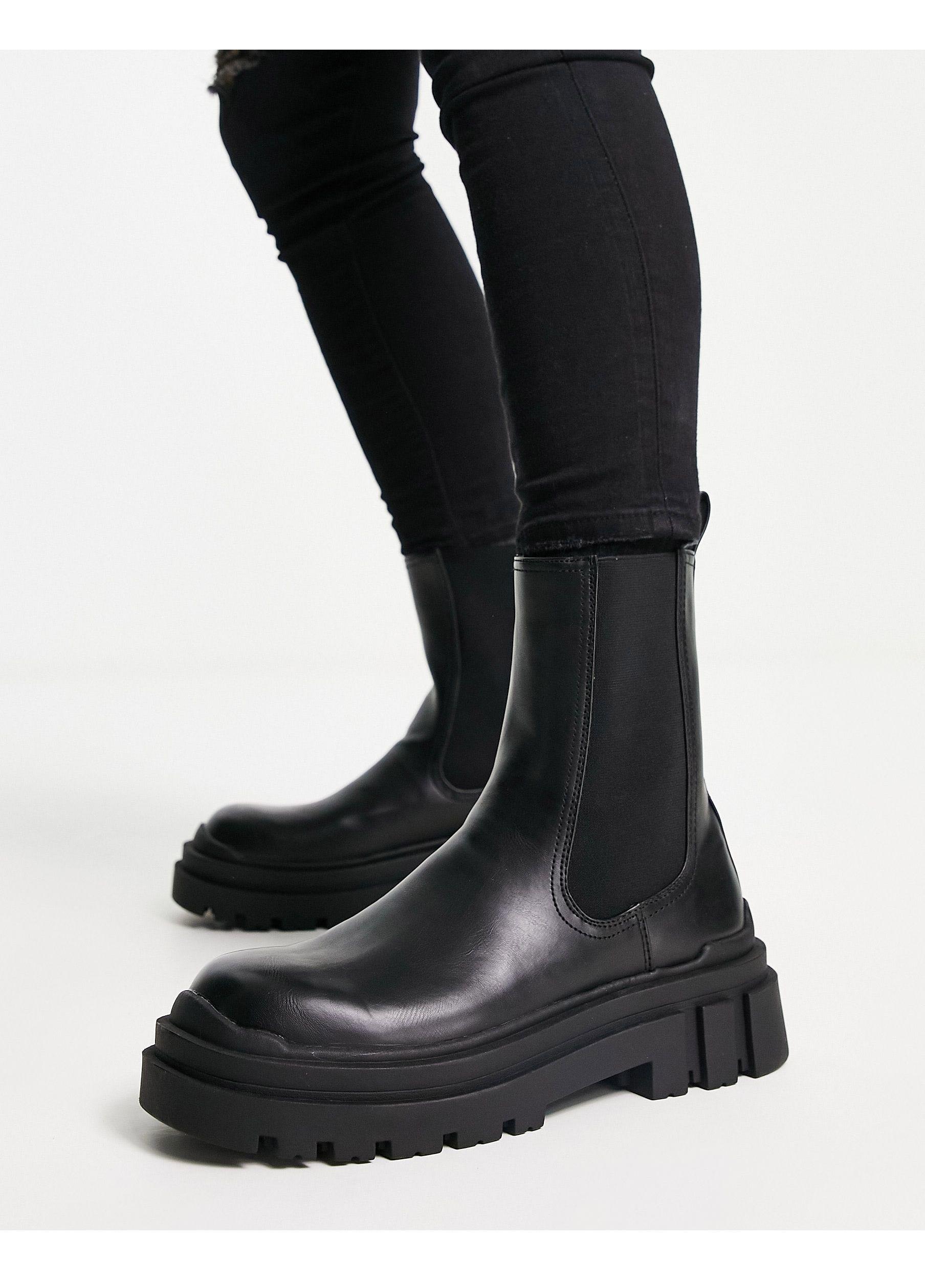 Bershka Chunky Chelsea Boots in Black for Men | Lyst