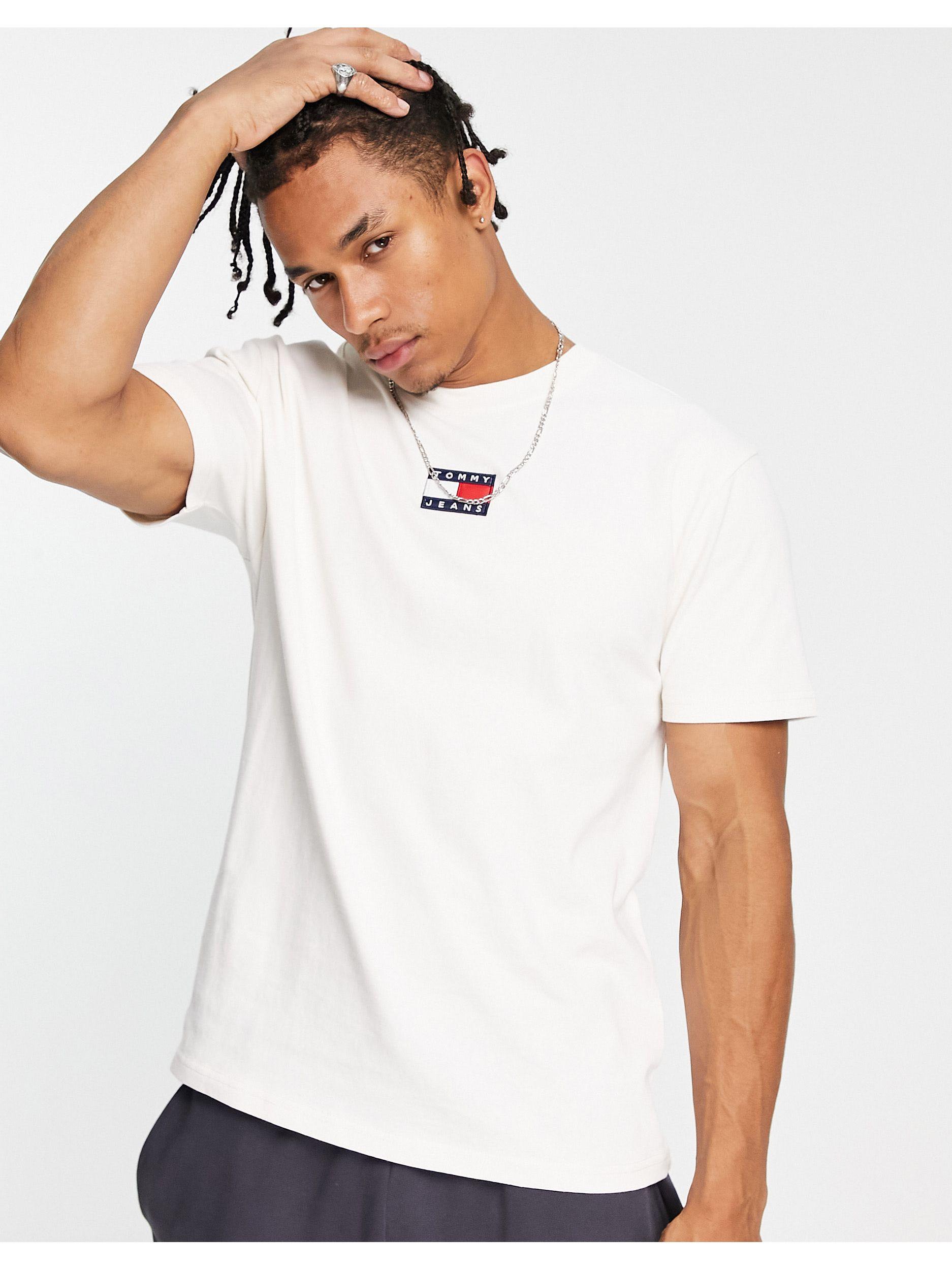 Tommy Hilfiger Men's White Central Badge Logo T-shirt