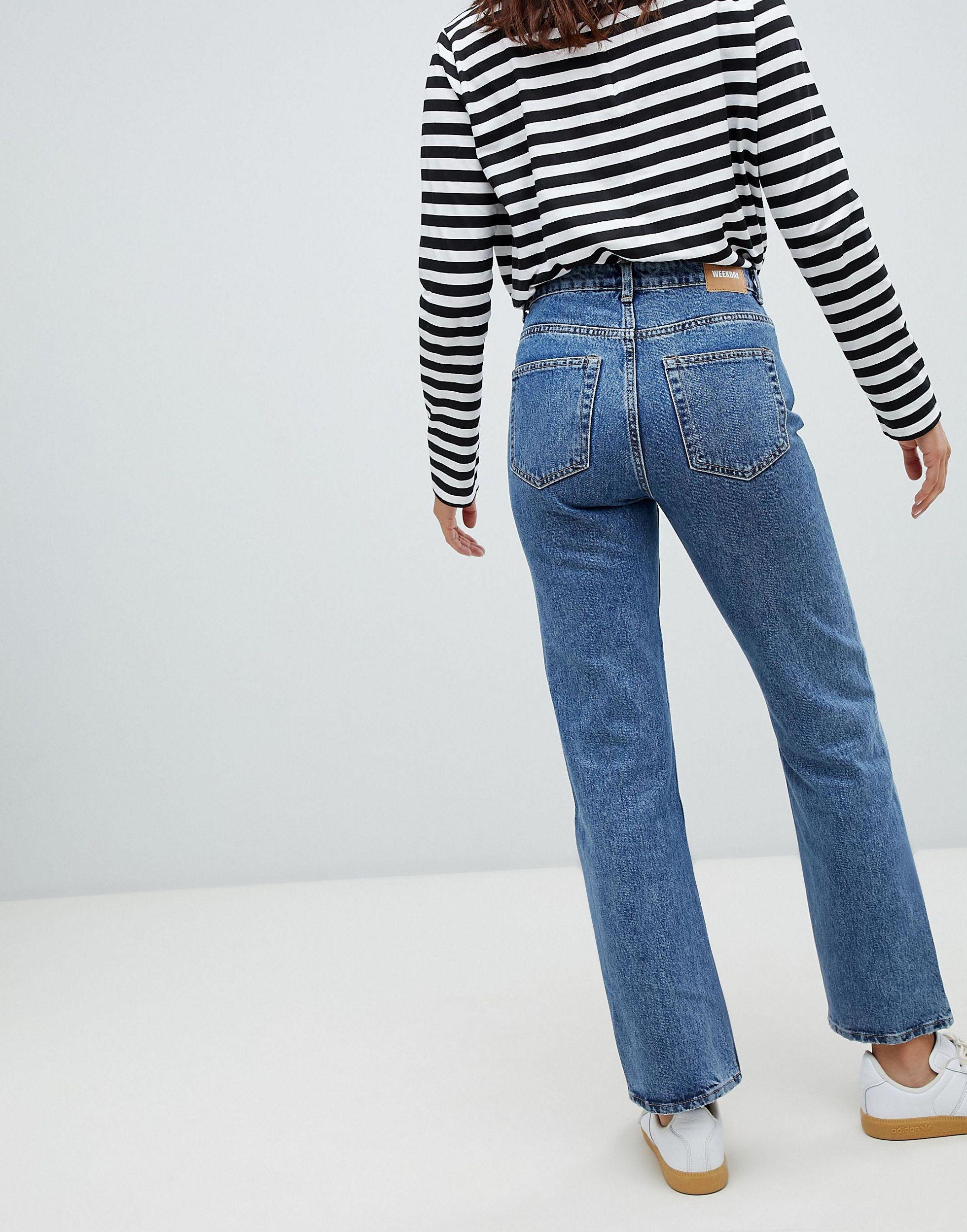 Weekday Denim Voyage Organic Cotton Straight Leg Jean in Blue - Lyst