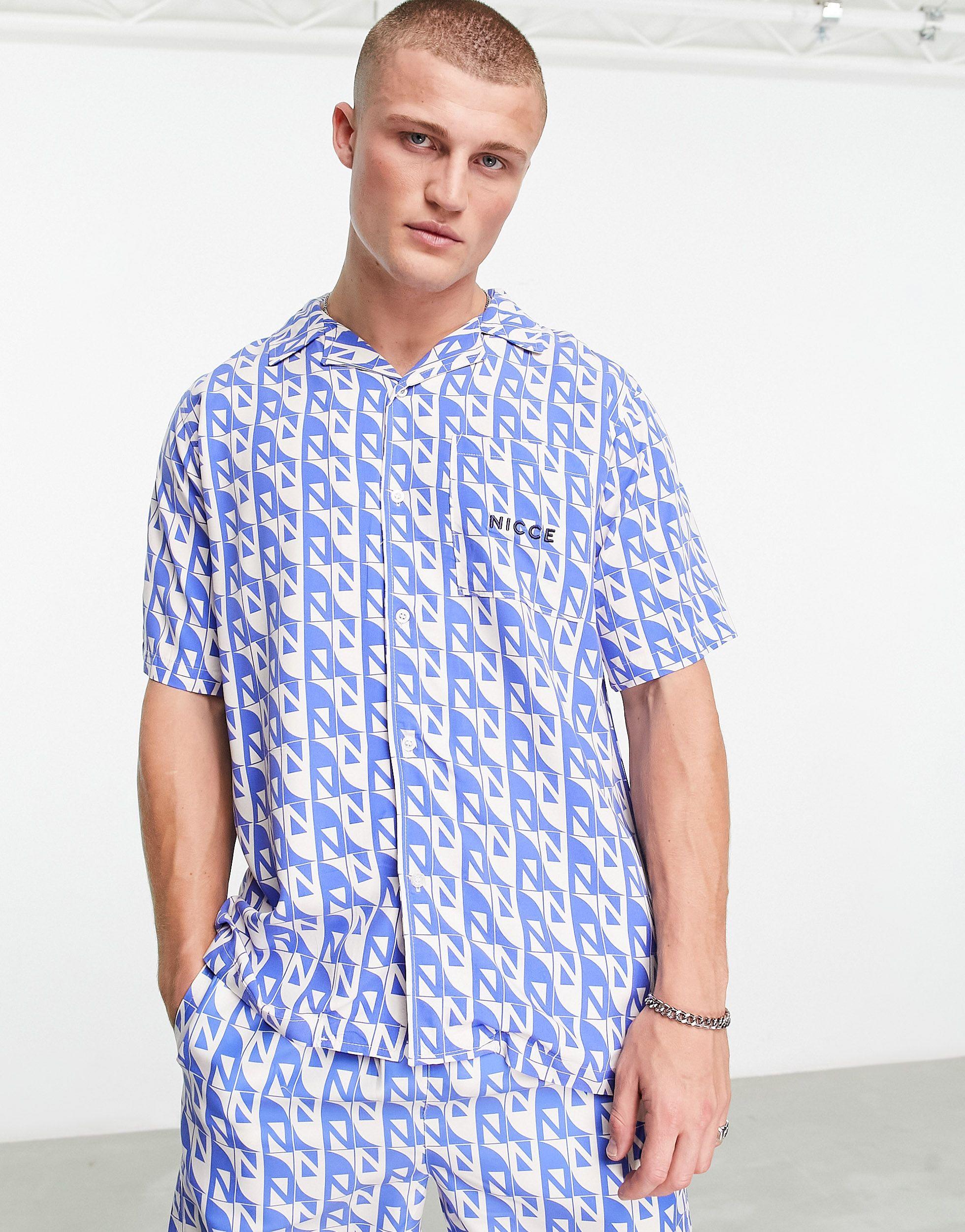 Nicce London Renee Revere Collared Shirt in Blue for Men | Lyst