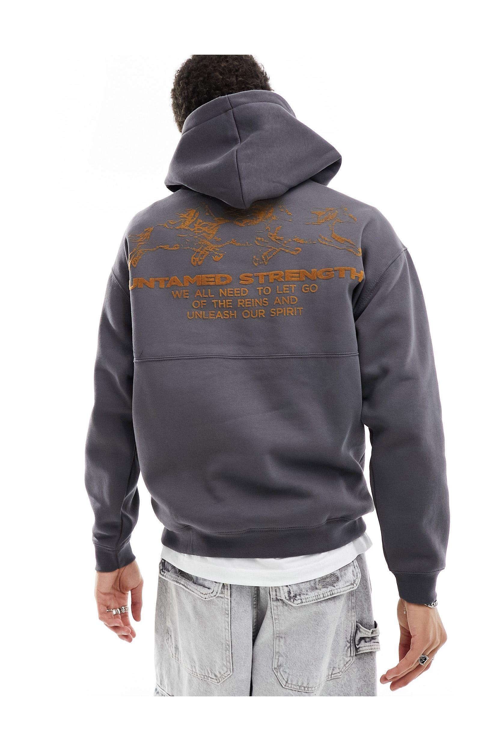 Pull&Bear Untamed Strength Hoodie in Grey for Men Lyst UK
