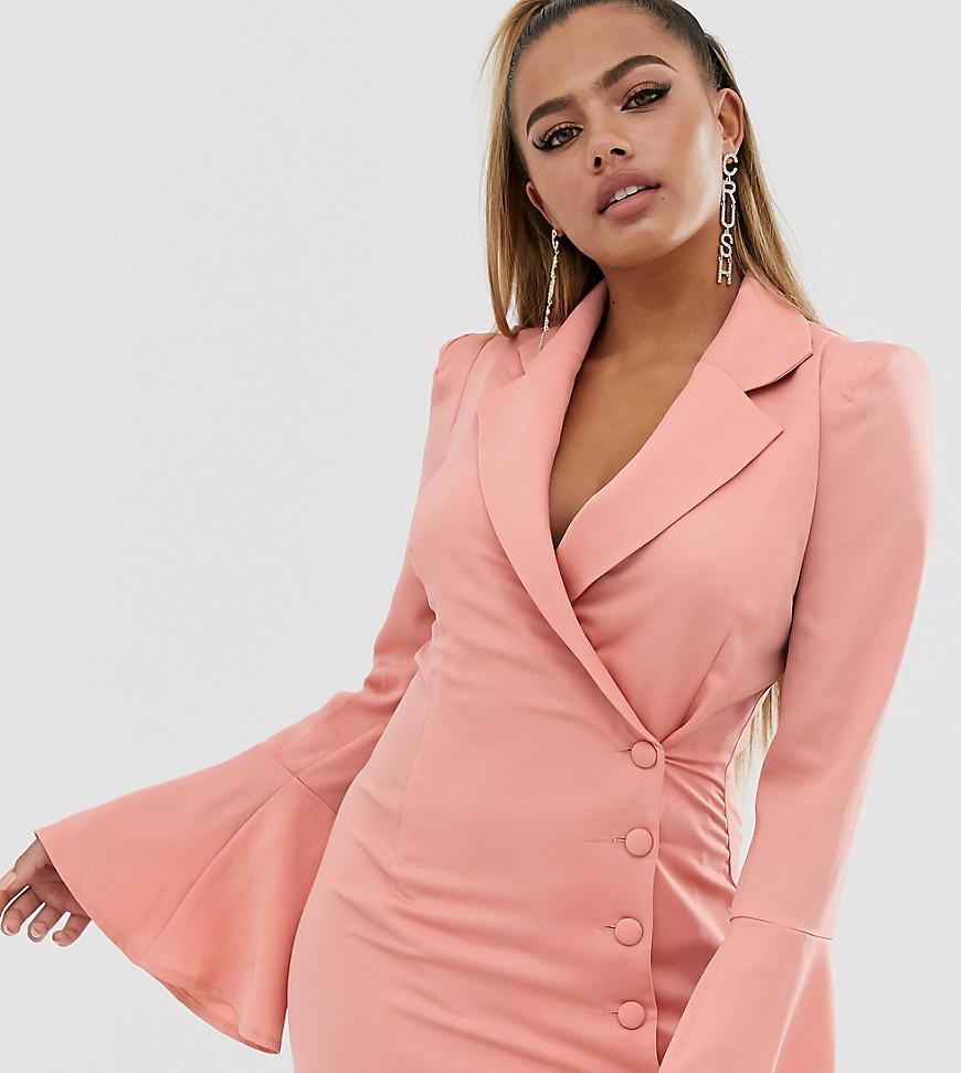 Vestito stile blazer con maniche svasate e bottoni rosa -PrettyLittleThing  in Materiale sintetico di colore Rosa | Lyst