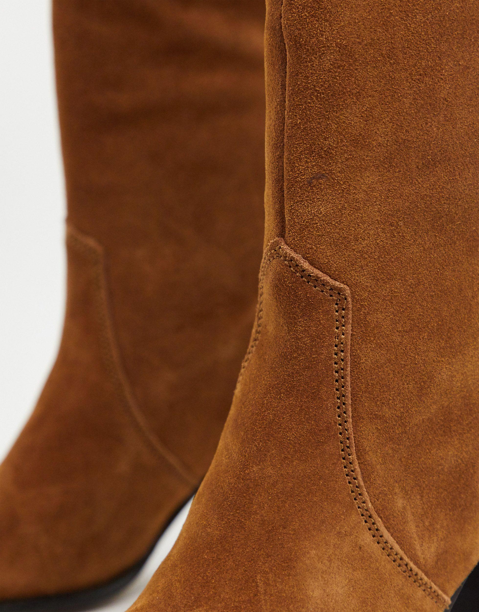 Mango Suede Slouchy Hi Leg Boots in Brown | Lyst