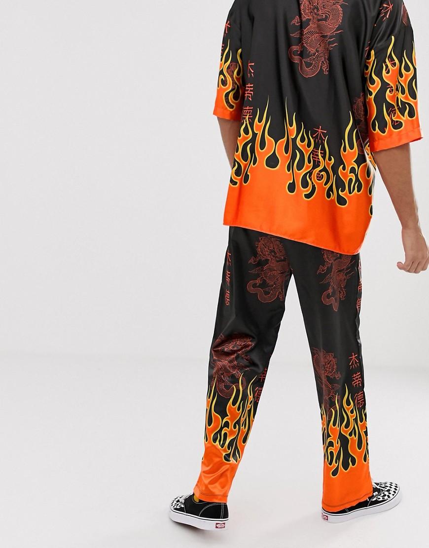 Jaded London Festival Two-piece Pants In Black With Flame Print for Men |  Lyst